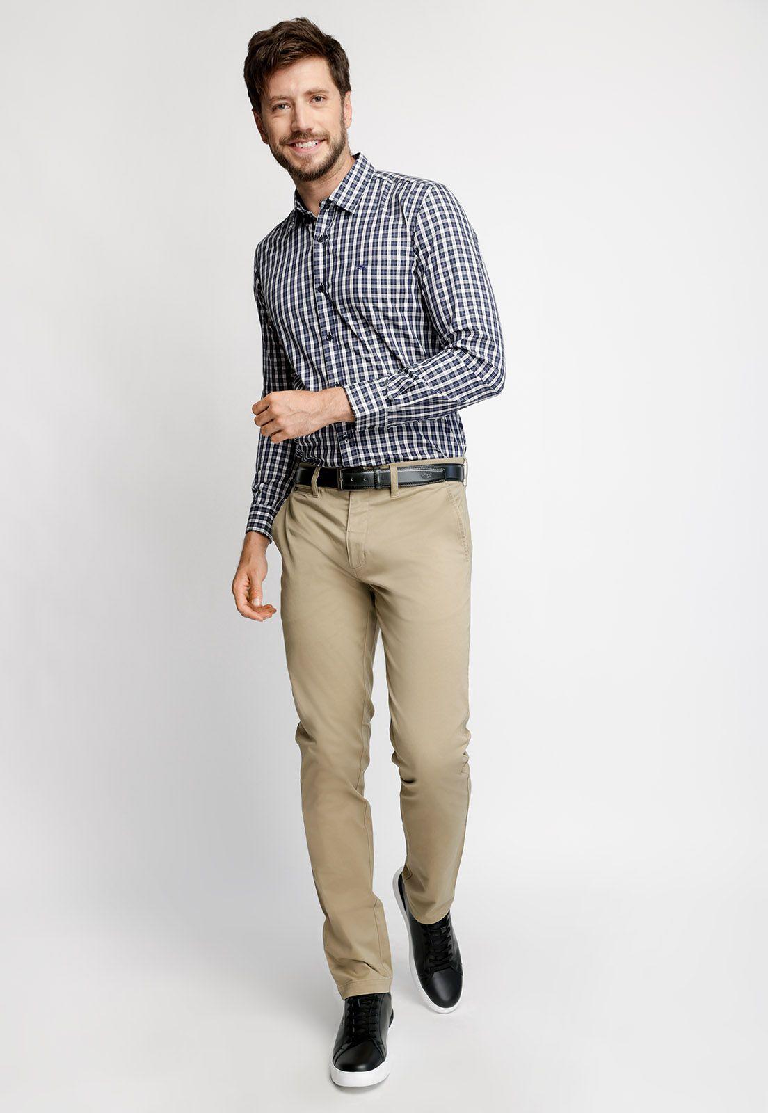 Pantalón Twill Sin Pliegues Slim L/33 Khaki-3