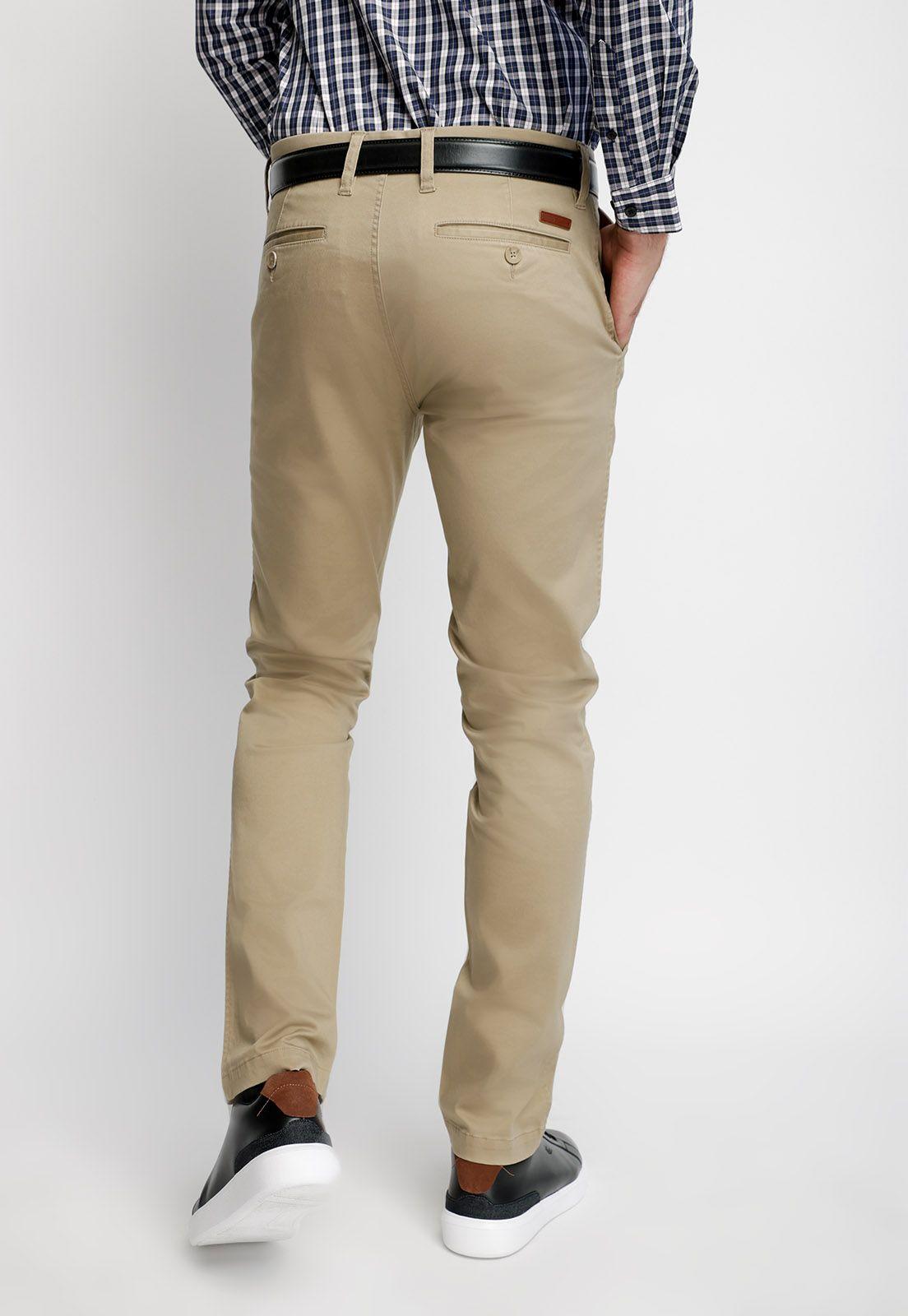 Pantalón Twill Sin Pliegues Slim L/33 Khaki-1