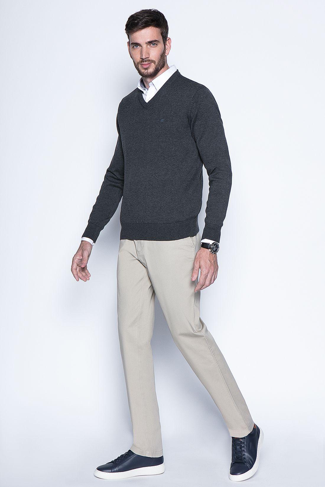 Melange Sweater Smart Casual L/S Graphite-3