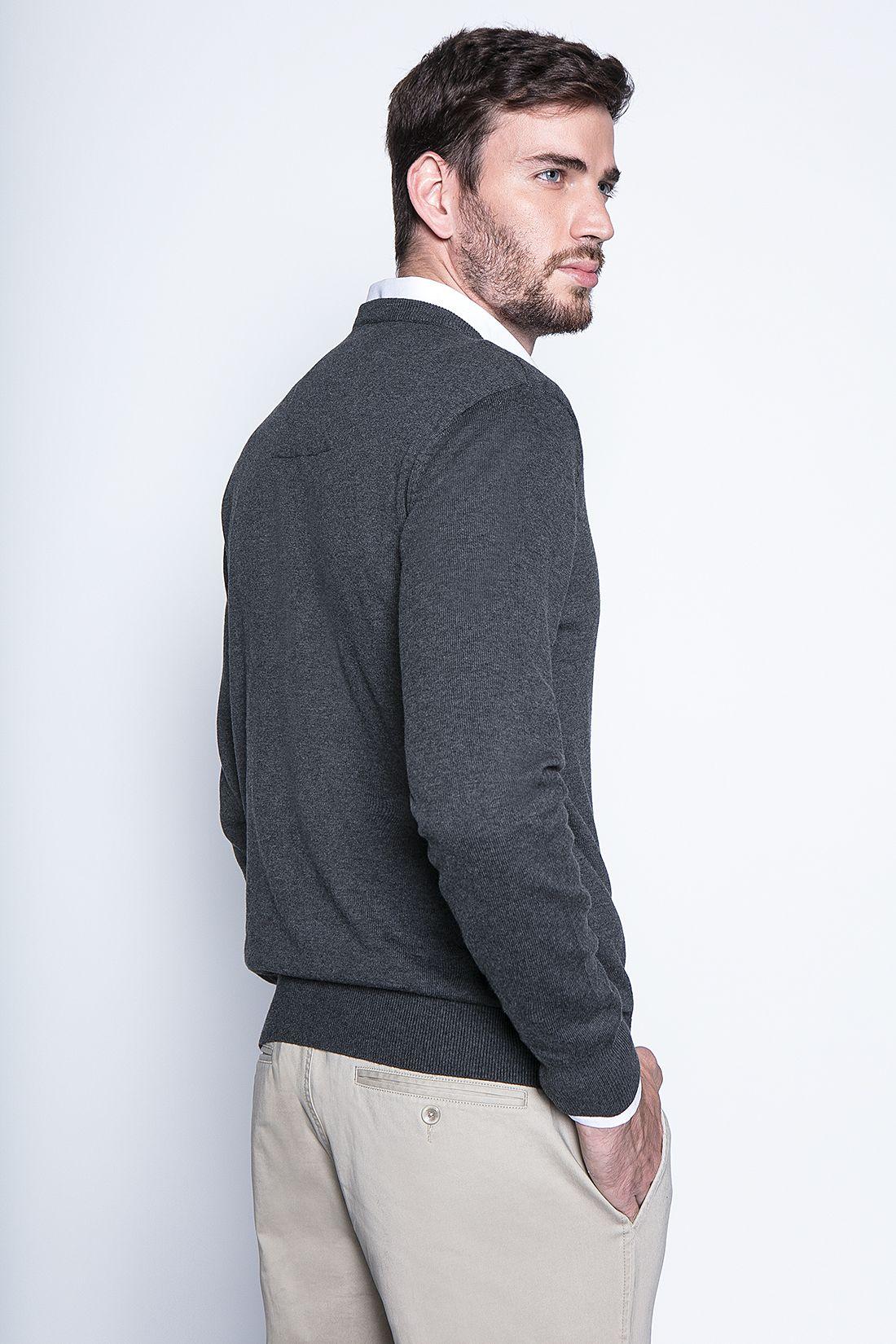 Melange Sweater Smart Casual L/S Graphite-1