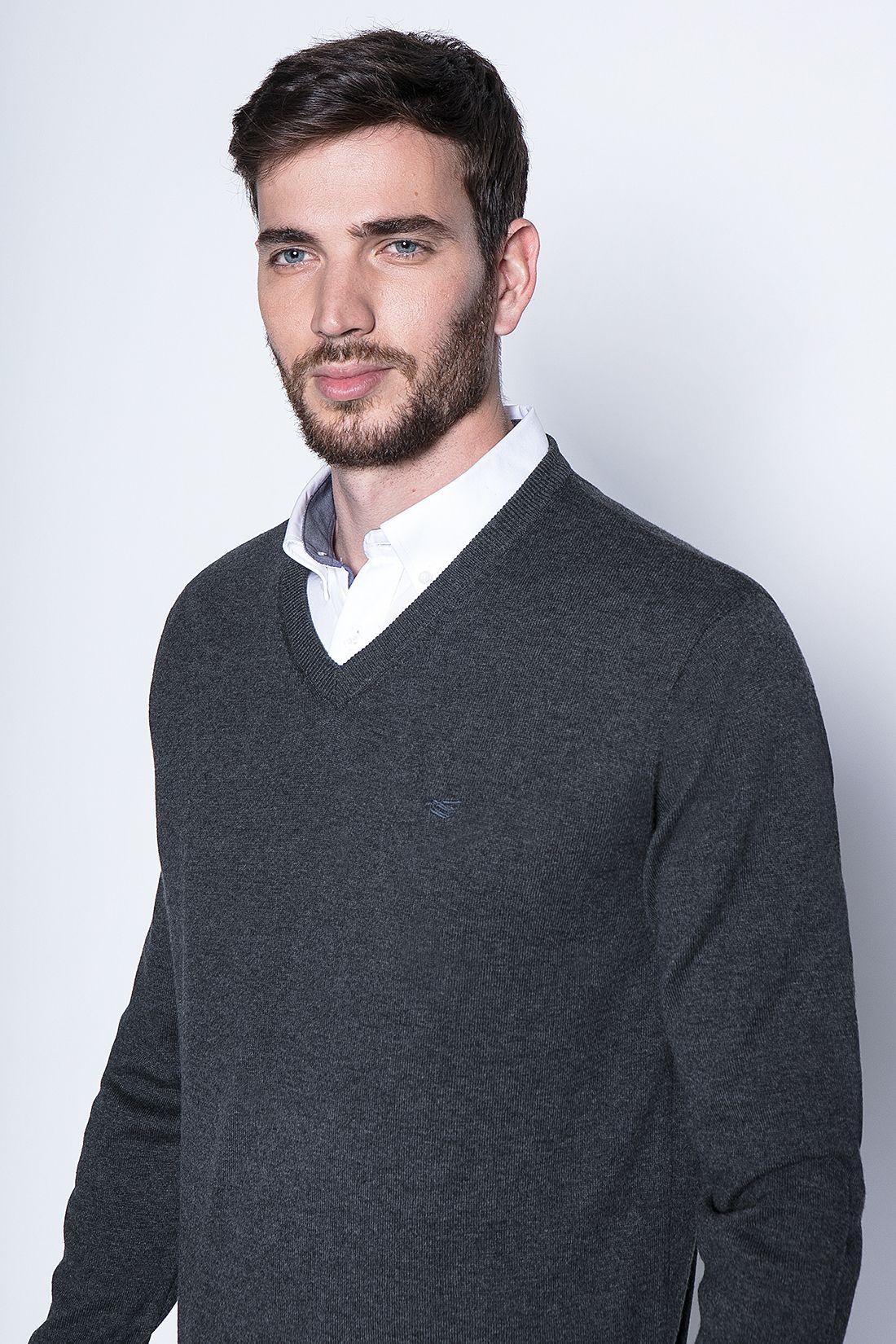 Melange Sweater Smart Casual L/S Graphite-2