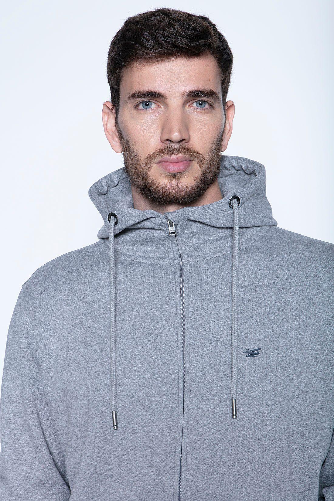Polerón Básico Full Zipper Grey Melange-2