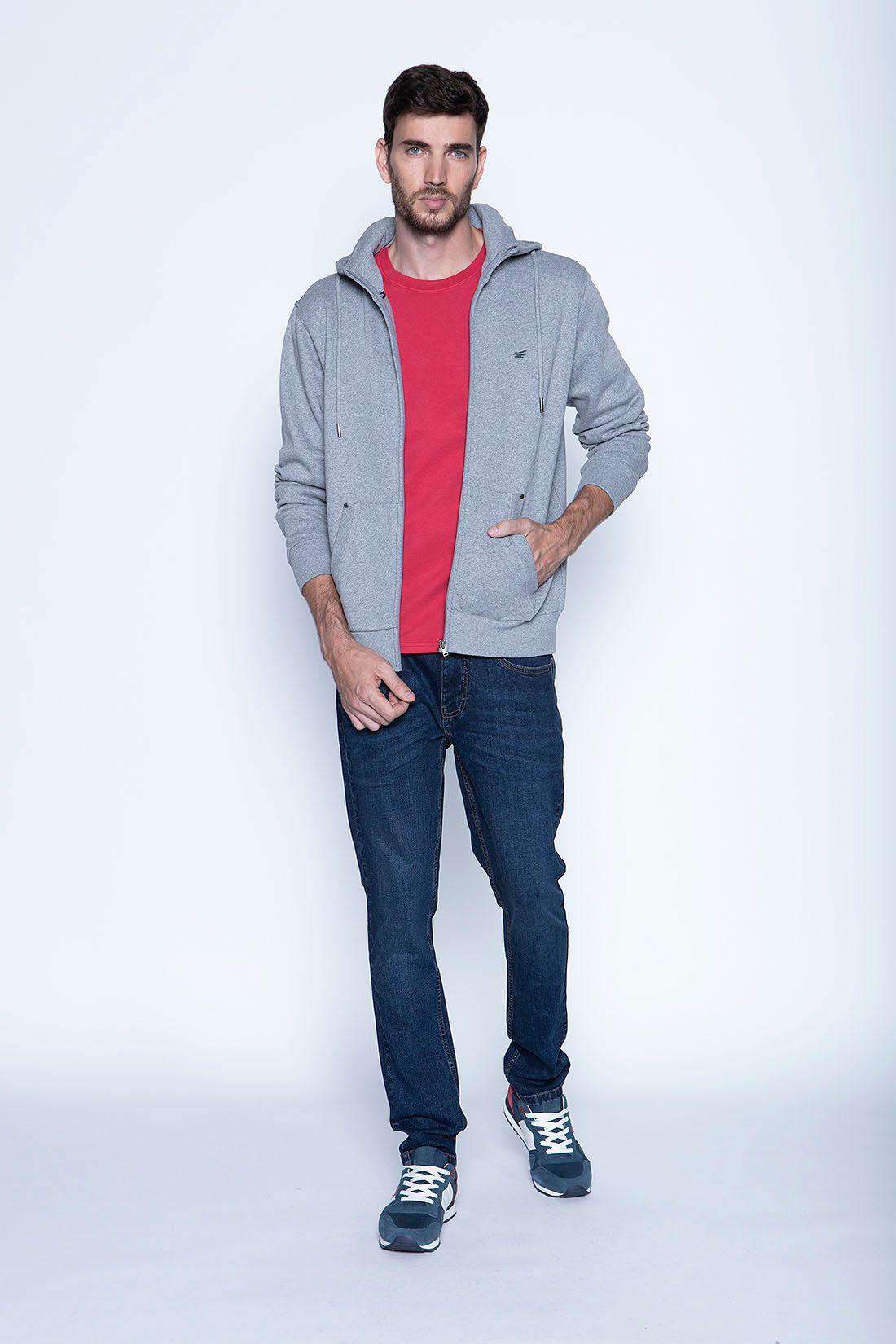 Polerón Básico Full Zipper Grey Melange-3