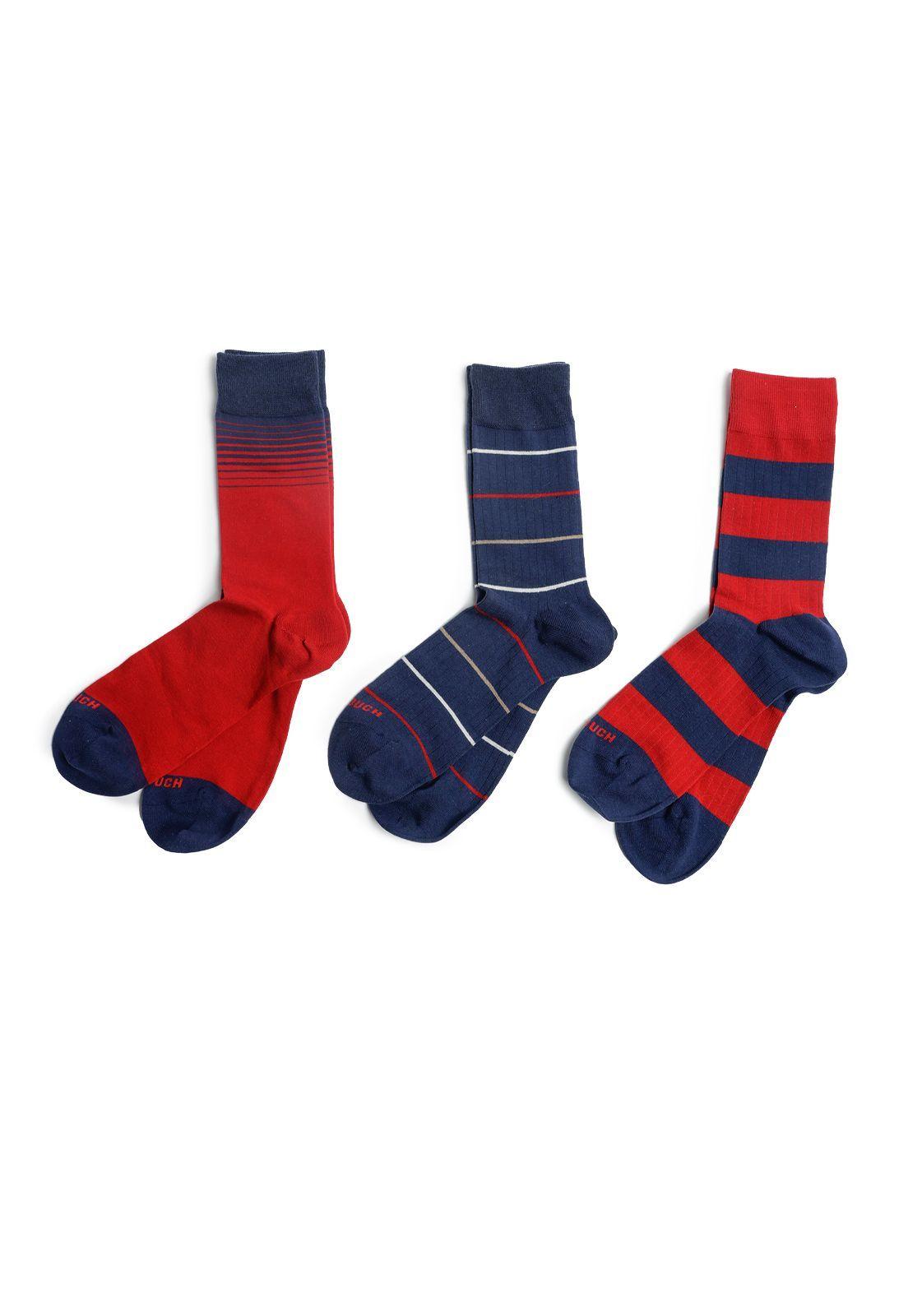 Calcetines Striped Tripack Red-1