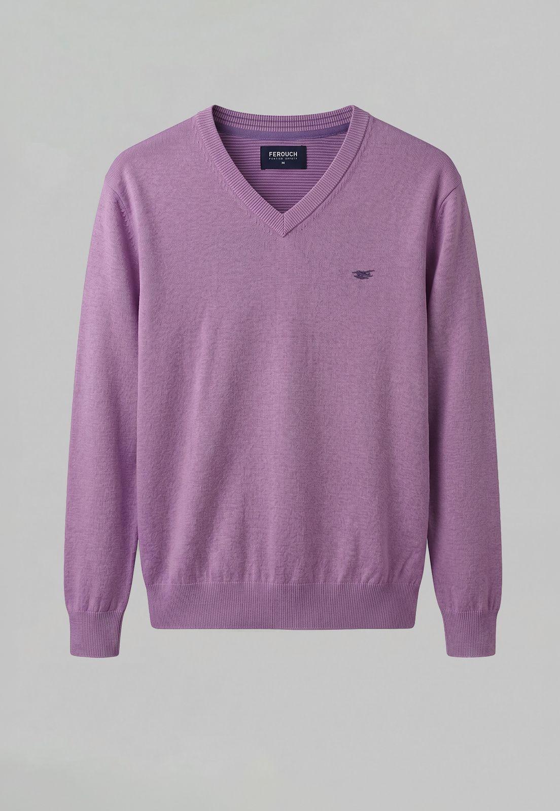 Sweater Atlanta V-Neck Melange Lila Melange-4