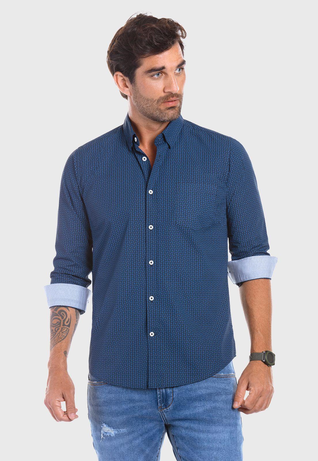 Camisa Estampada Irving Fj Navy-0