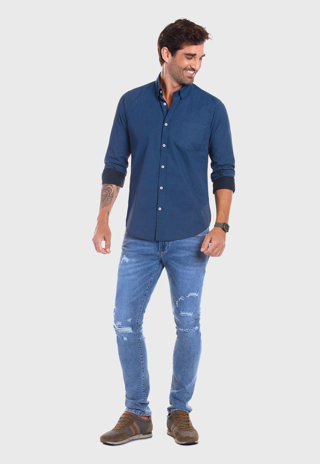 Camisa Estampada Irving Fj Navy-1