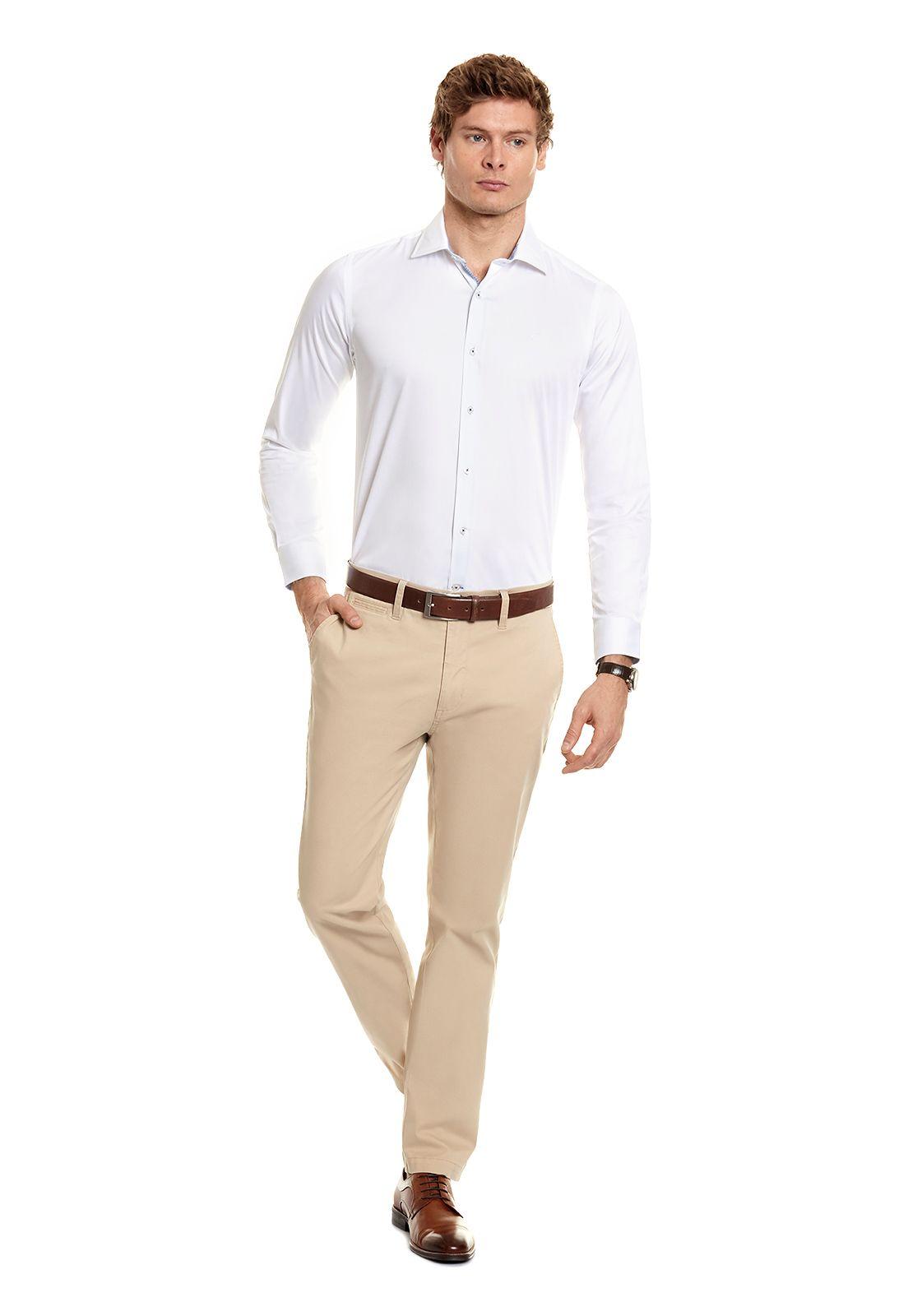 Pantalón Twill Sin Pliegues L/31 Beige-1