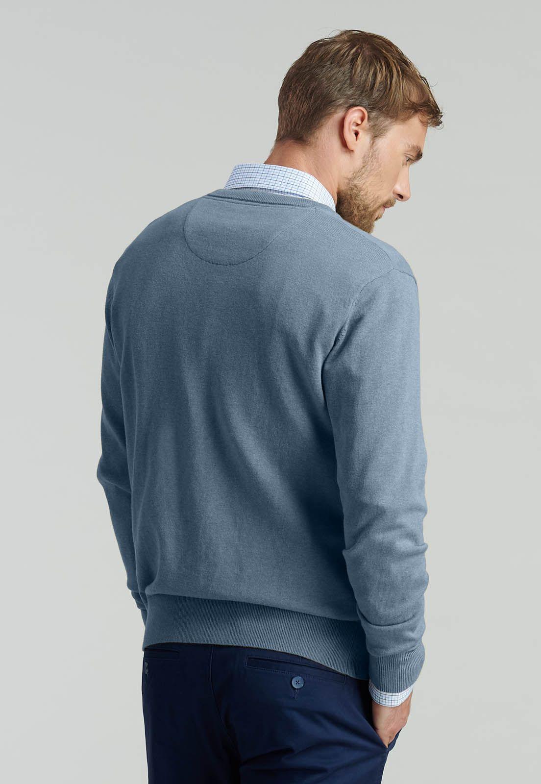 Sweater V Neck Melange F Smart Casual Lt Blue-3