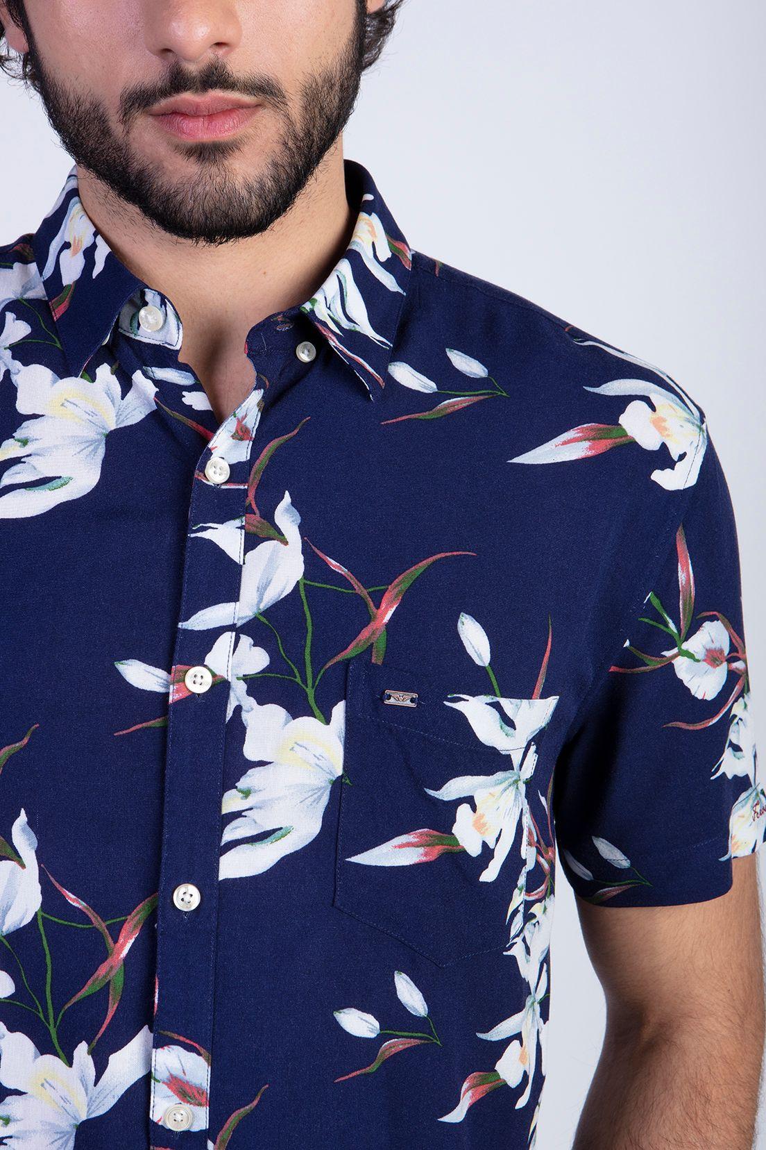 Camisa Estampada Flores Fj Navy-3