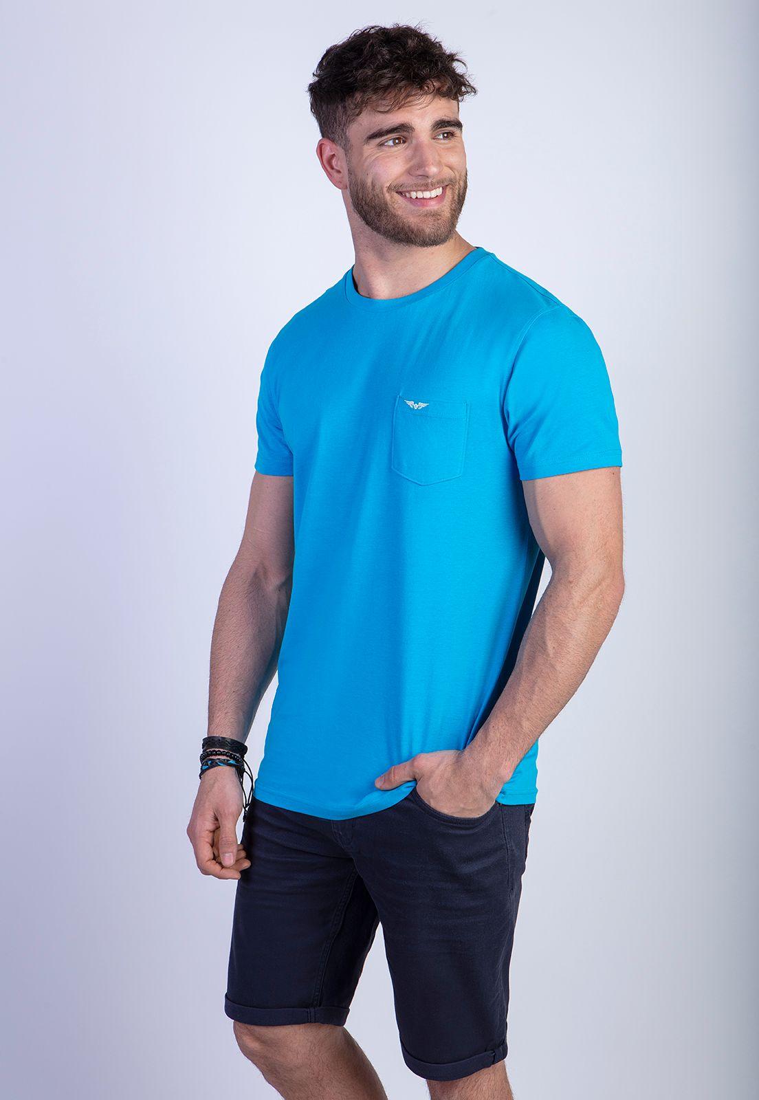 Polera Básica Bolsillo Houston Turquoise-0