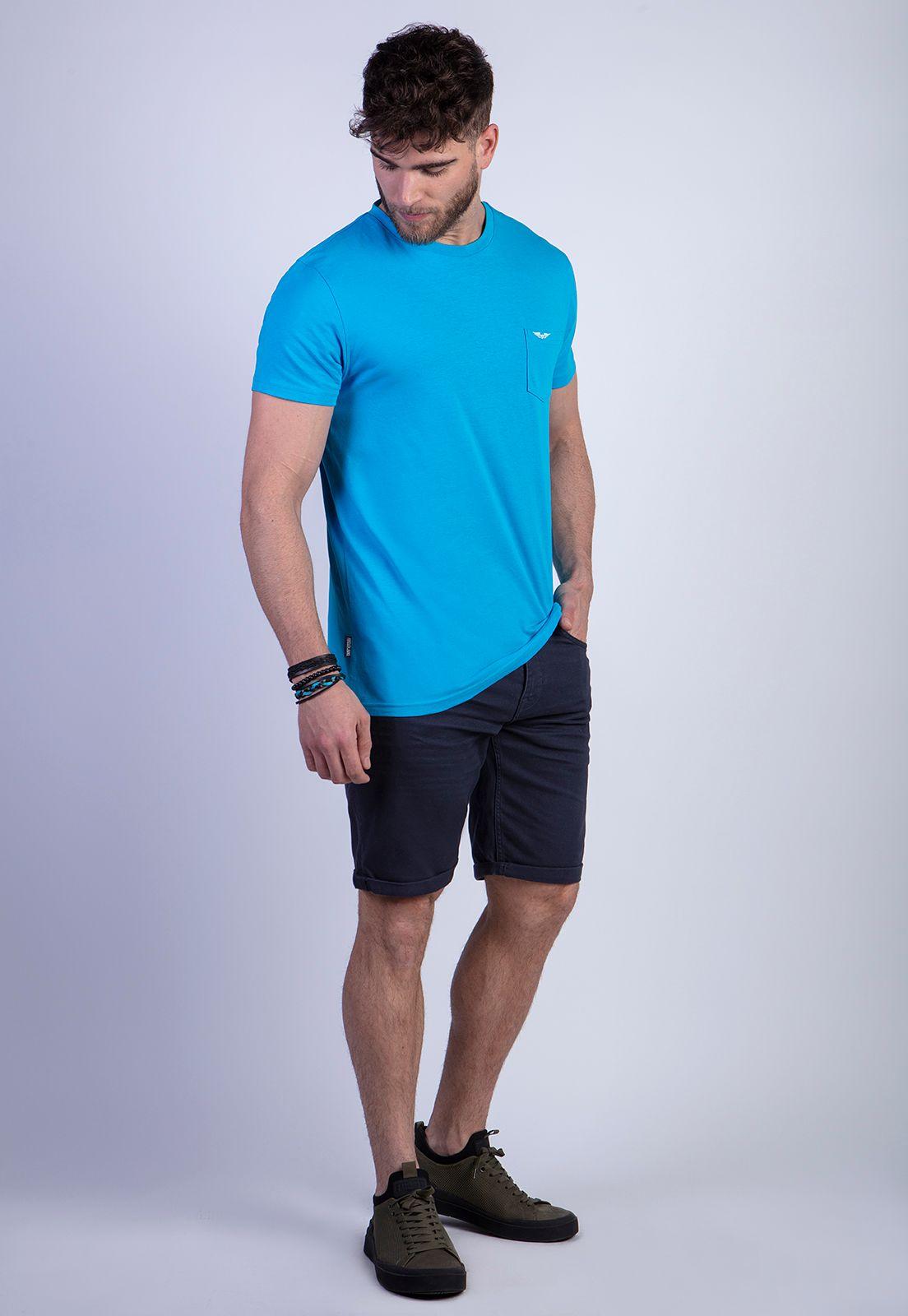 Polera Básica Bolsillo Houston Turquoise-2
