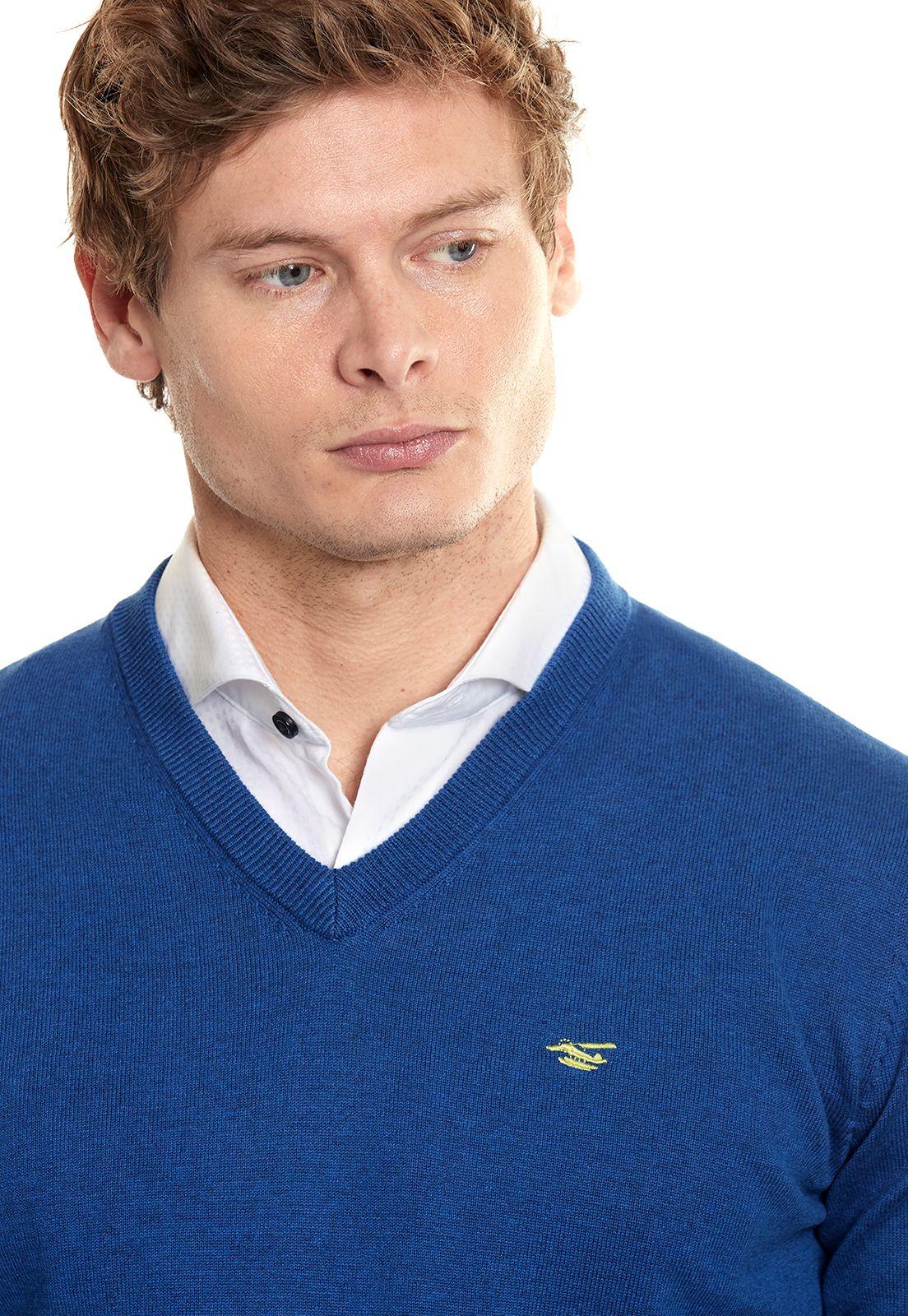 Sweater Melange Smart Casual L/S Blue Melange-3