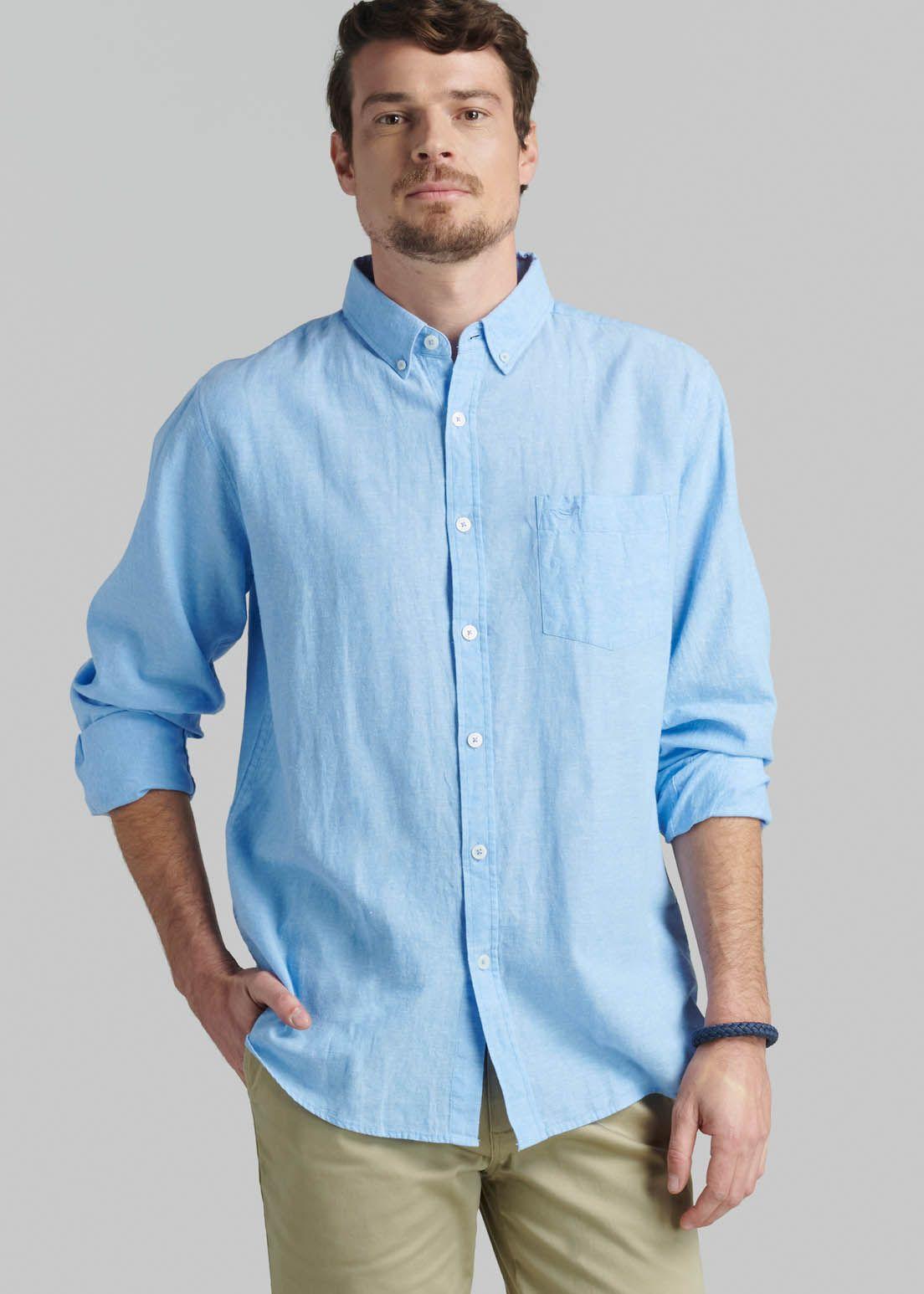 Camisa Sport Lino Lowell Sky-4