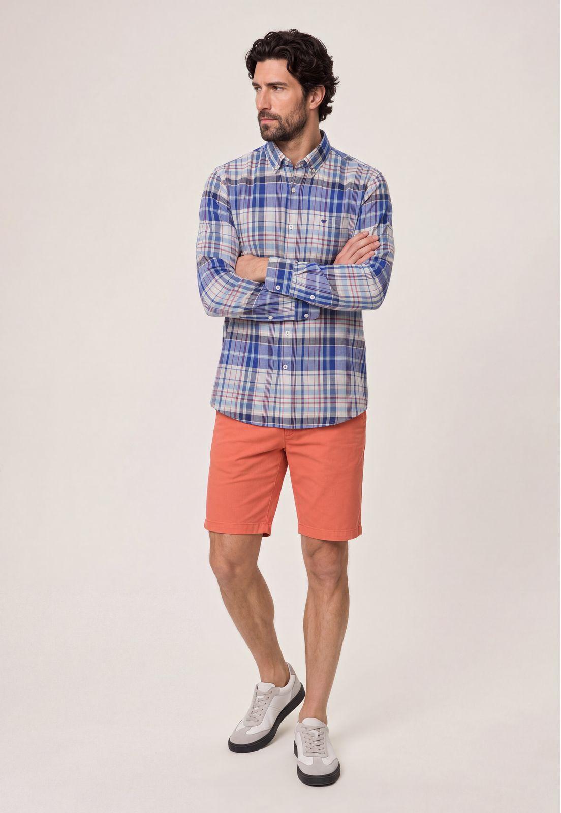 Camisa Lino Check Clovis Blue-1