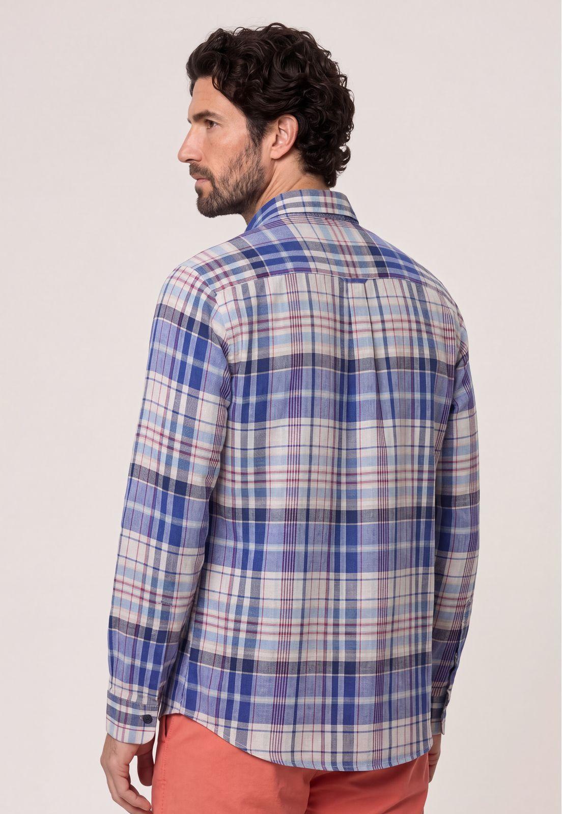 Camisa Lino Check Clovis Blue-2