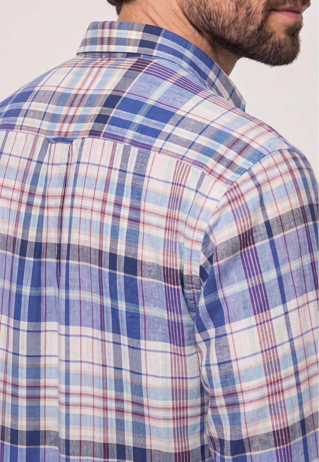 Camisa Lino Check Clovis Blue-3