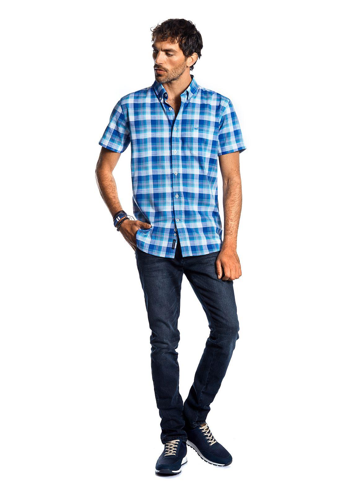 CAMISA MANGA CORTA CHECKERED MADISON ICE-1