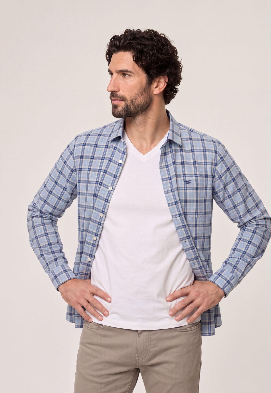 Camisa Lino Check Chelsea Navy-0