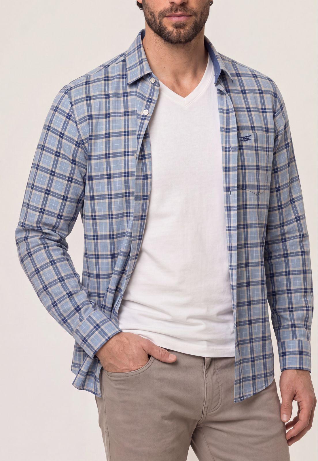 Camisa Lino Check Chelsea Navy-3