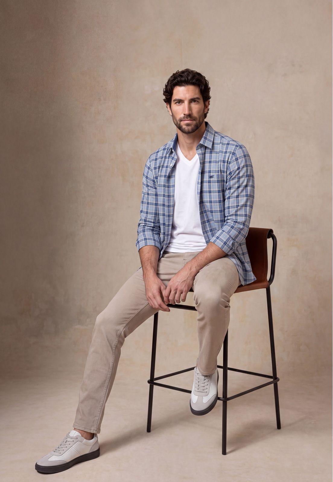 Camisa Lino Check Chelsea Navy-4