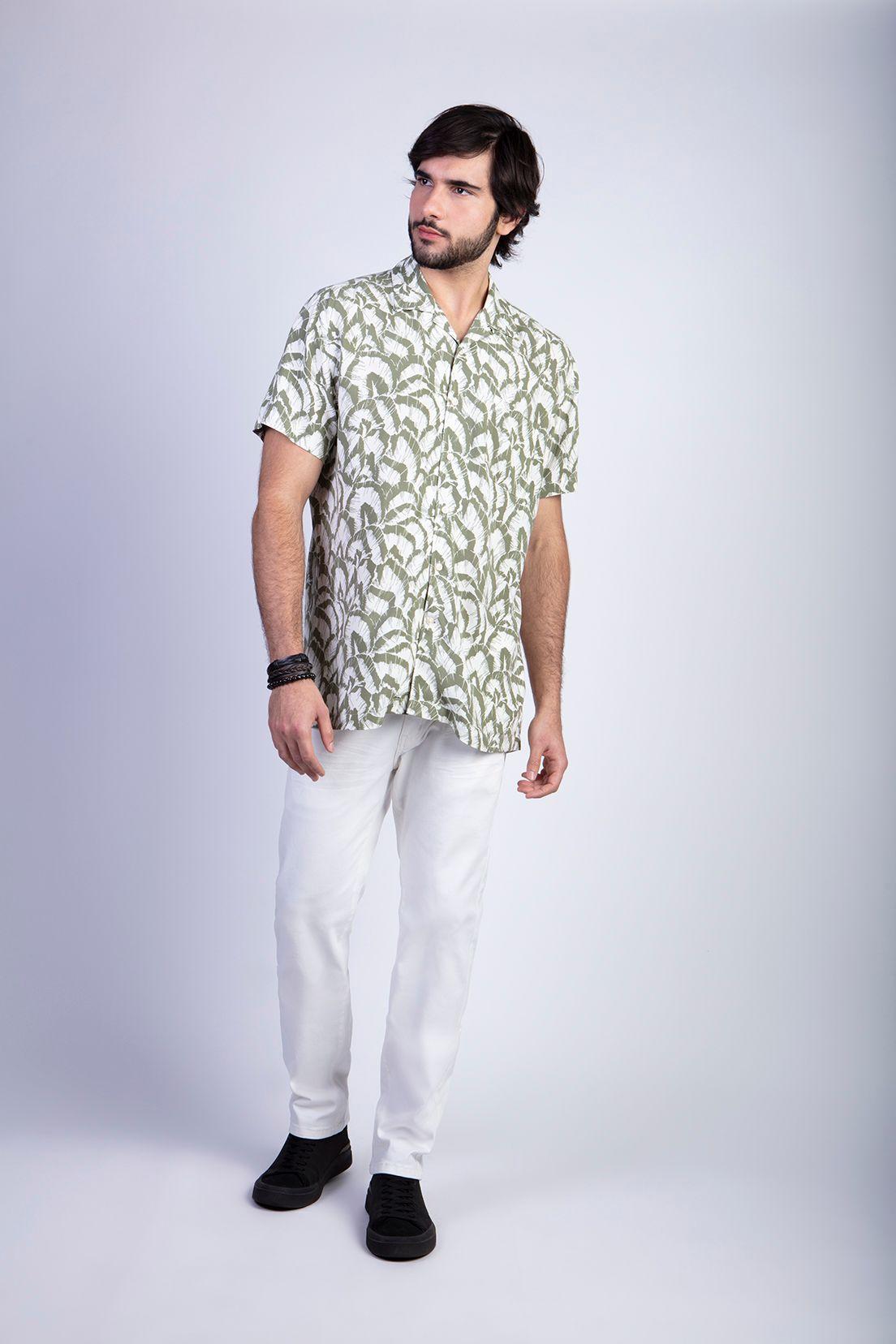 Camisa Estampada Hojas F Military-2