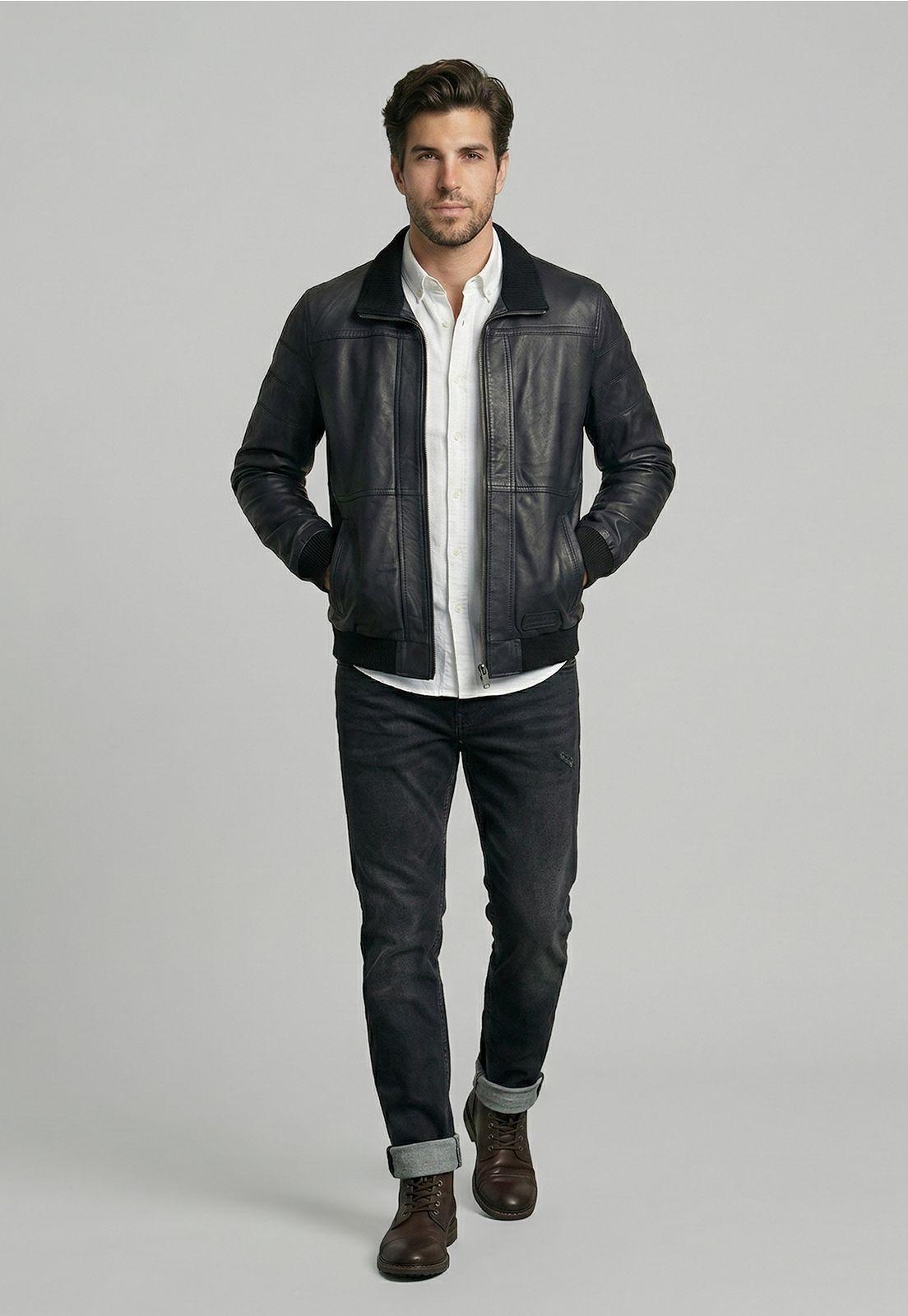 Chaqueta De Cuero Columbus Black-1