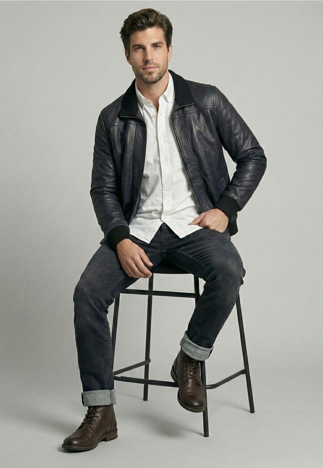 Chaqueta De Cuero Columbus Black-4