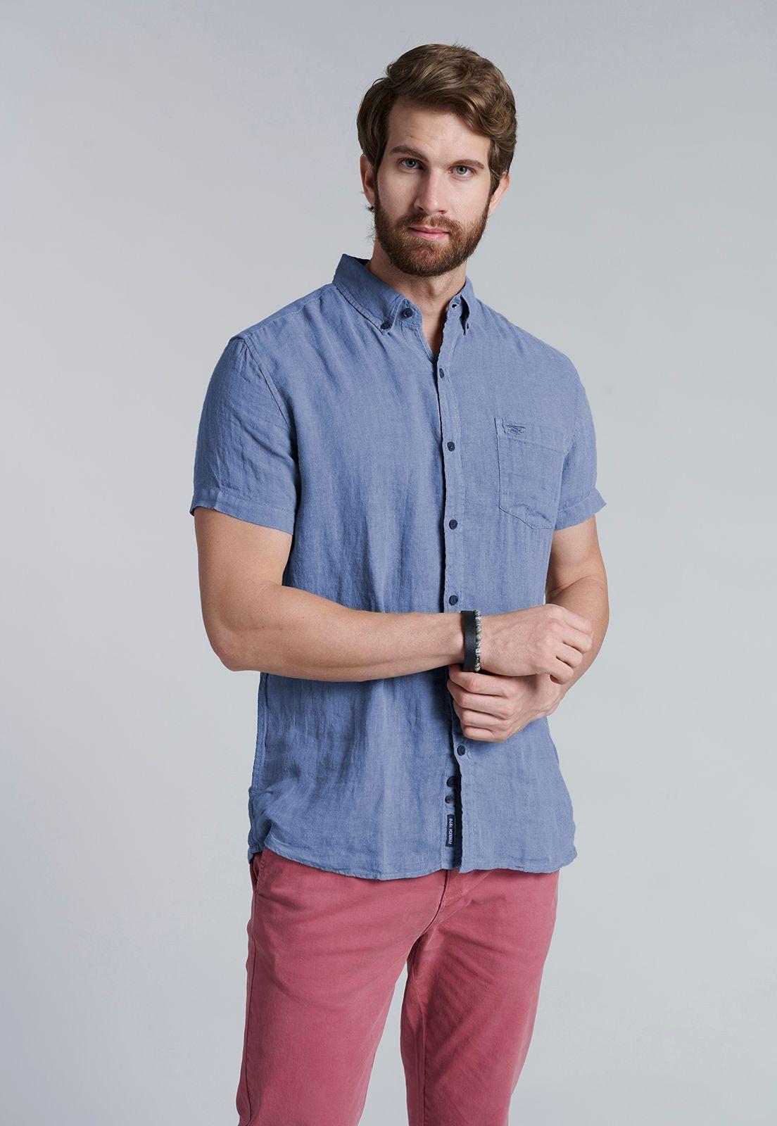 Camisa Lino Lavada F Navy-0