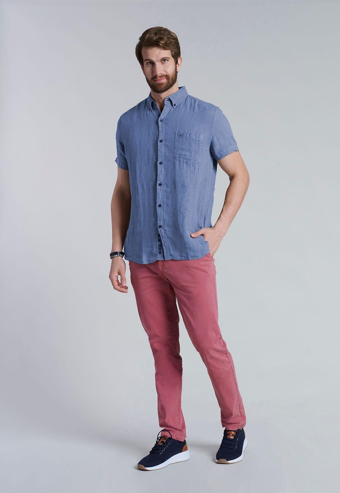 Camisa Lino Lavada F Navy-1