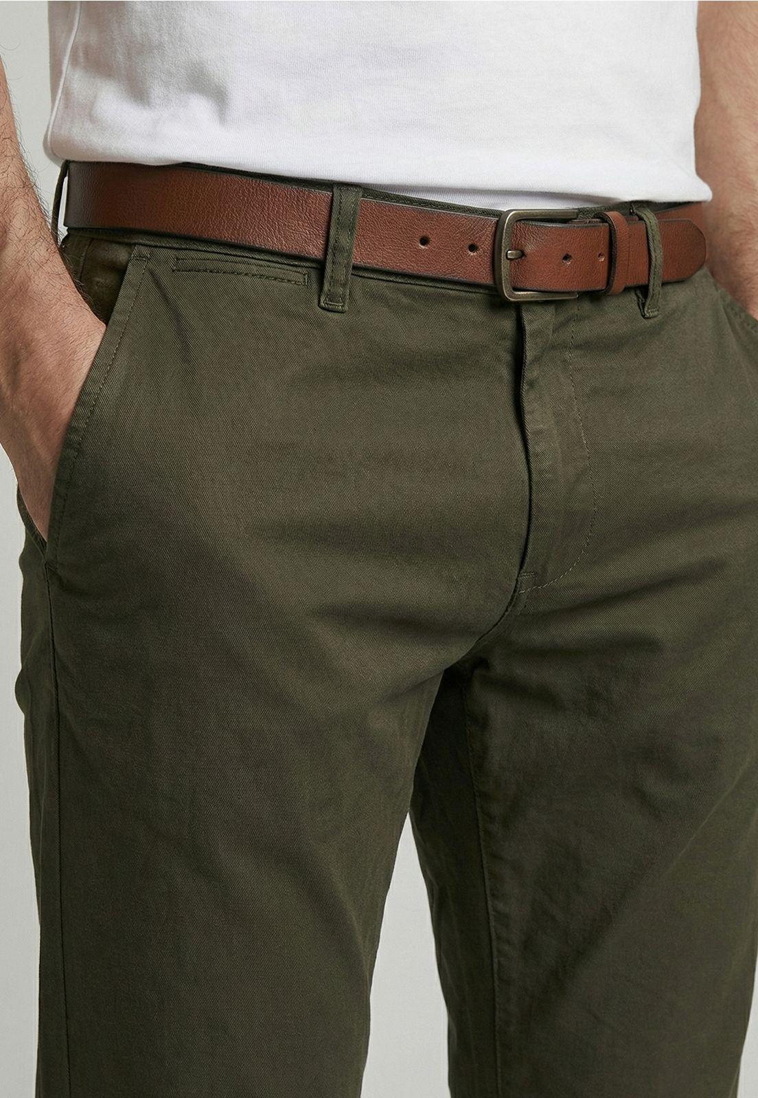 Pantalón Regular Twill Without Pleats Military-2