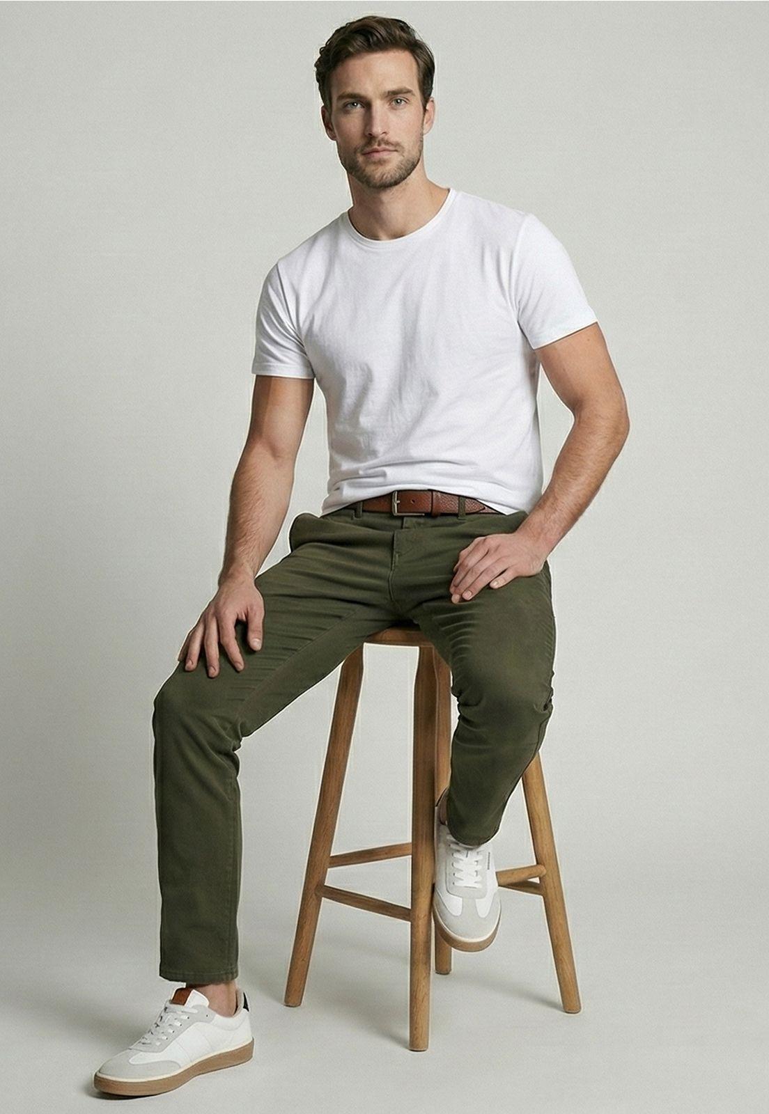 Pantalón Regular Twill Without Pleats Military-4