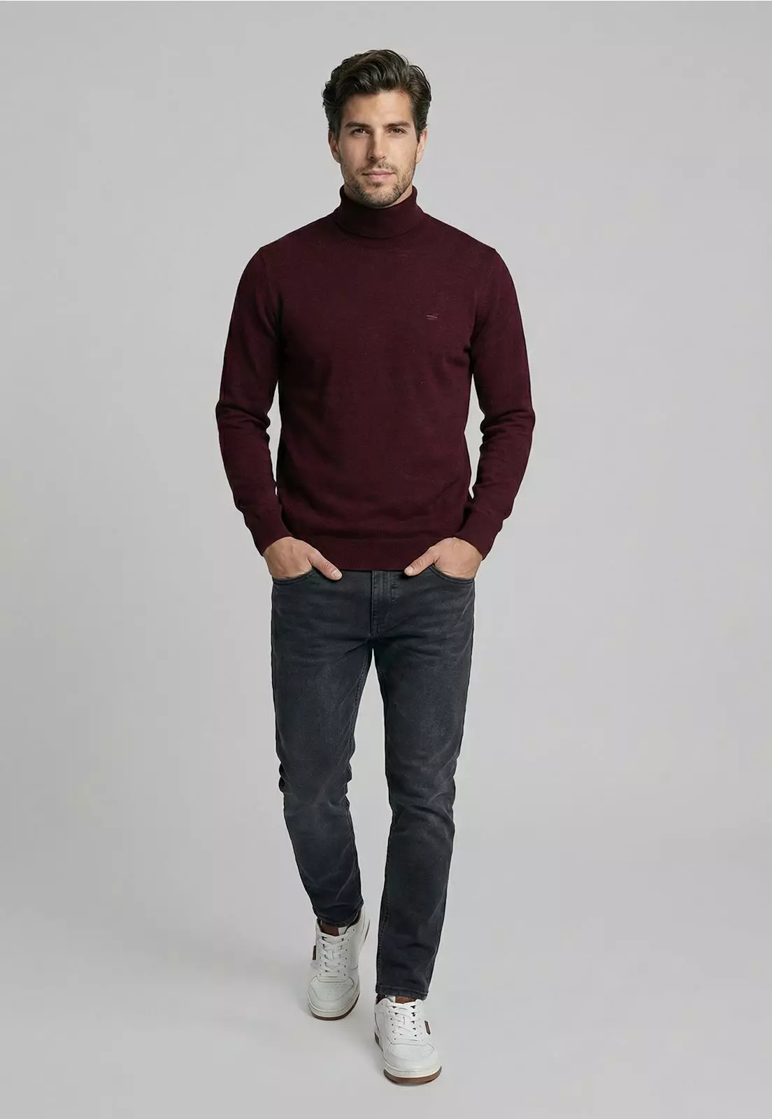 Sweater Turtle Neck Plum Melange-1