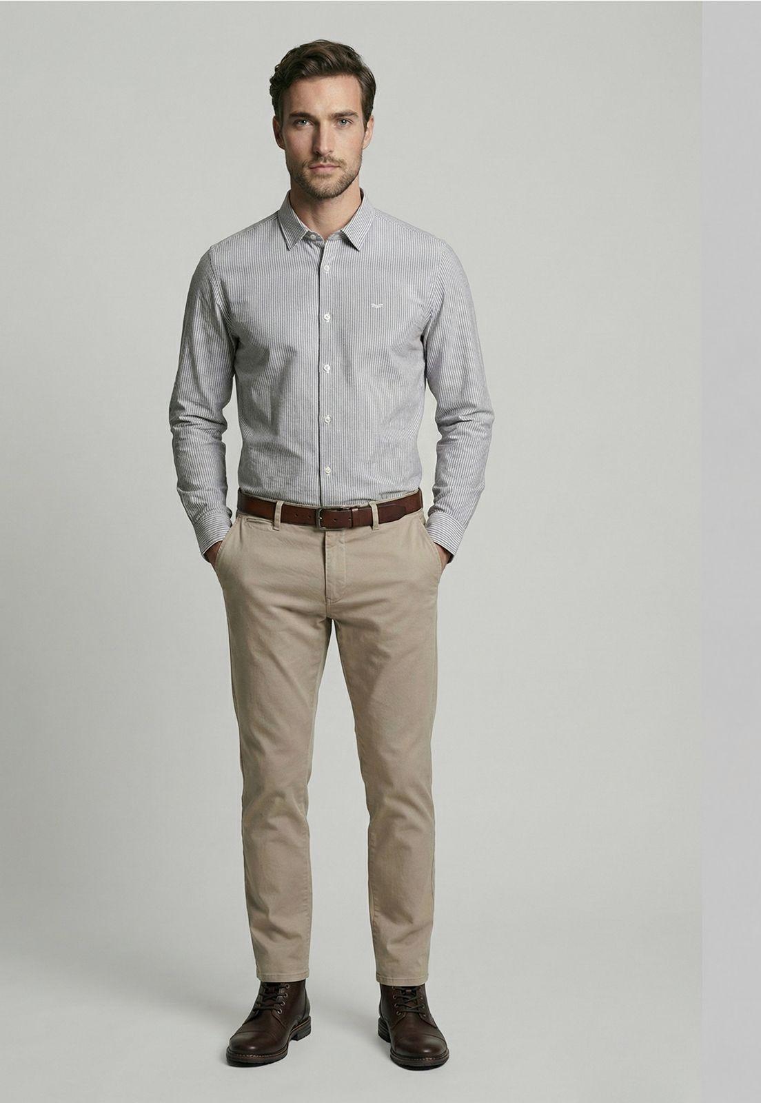 Camisa Sport Oxford Listada Grey-1