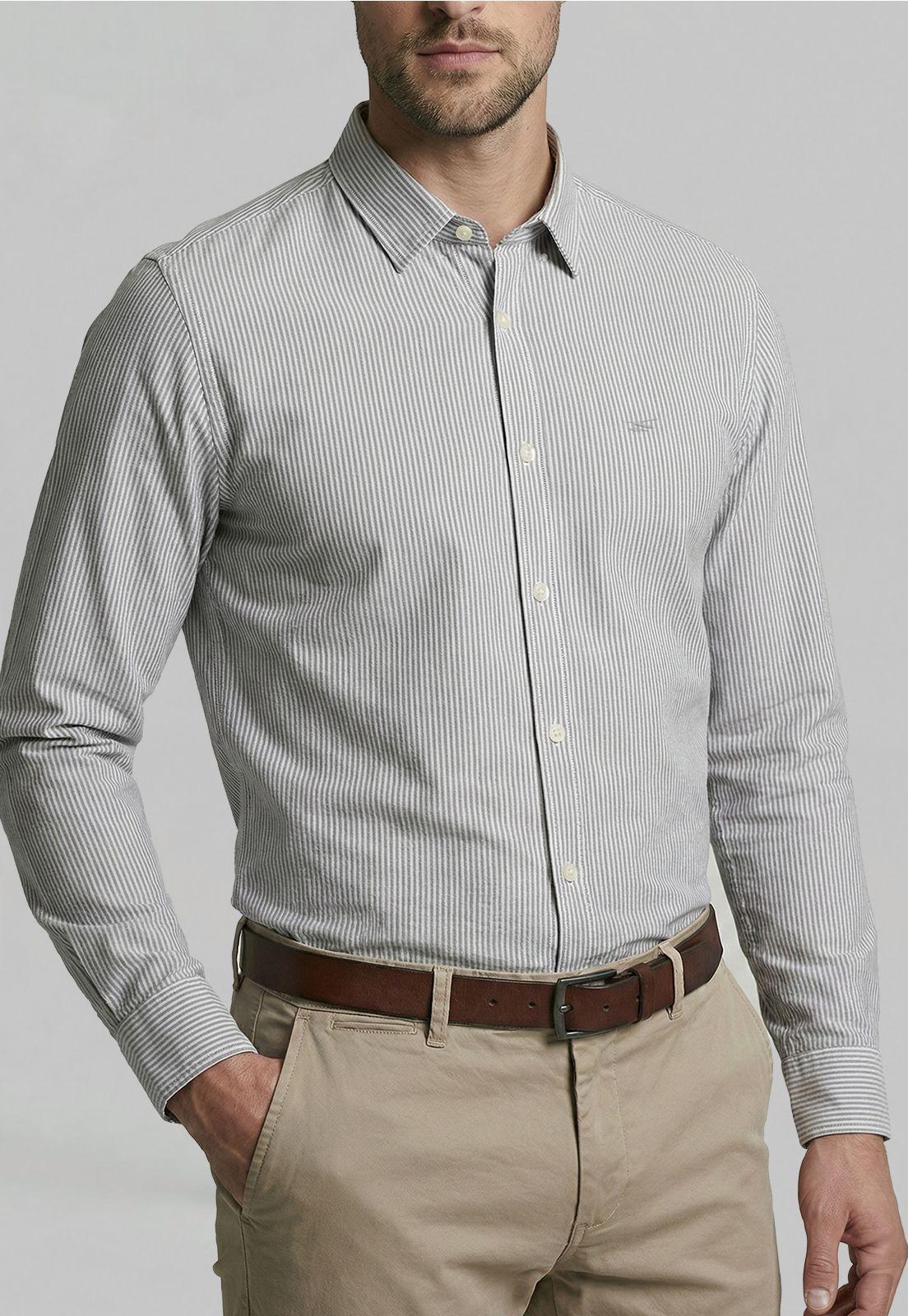 Camisa Sport Oxford Listada Grey-2