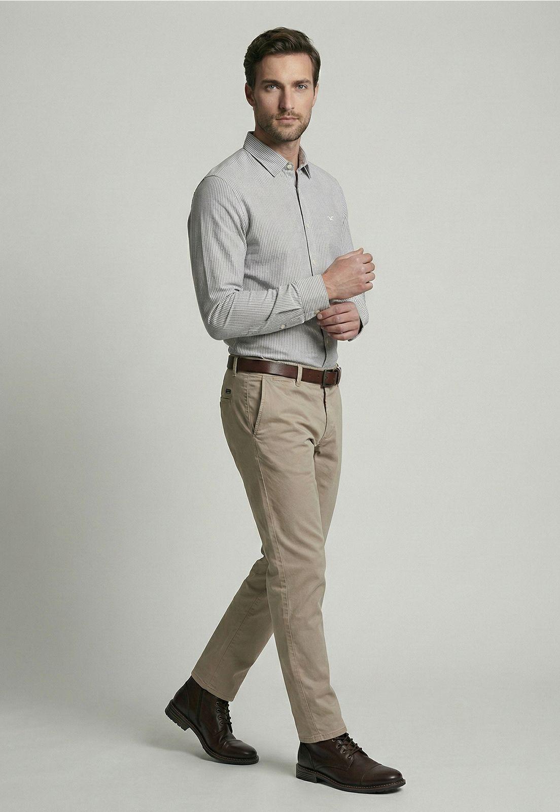 Camisa Sport Oxford Listada Grey-4