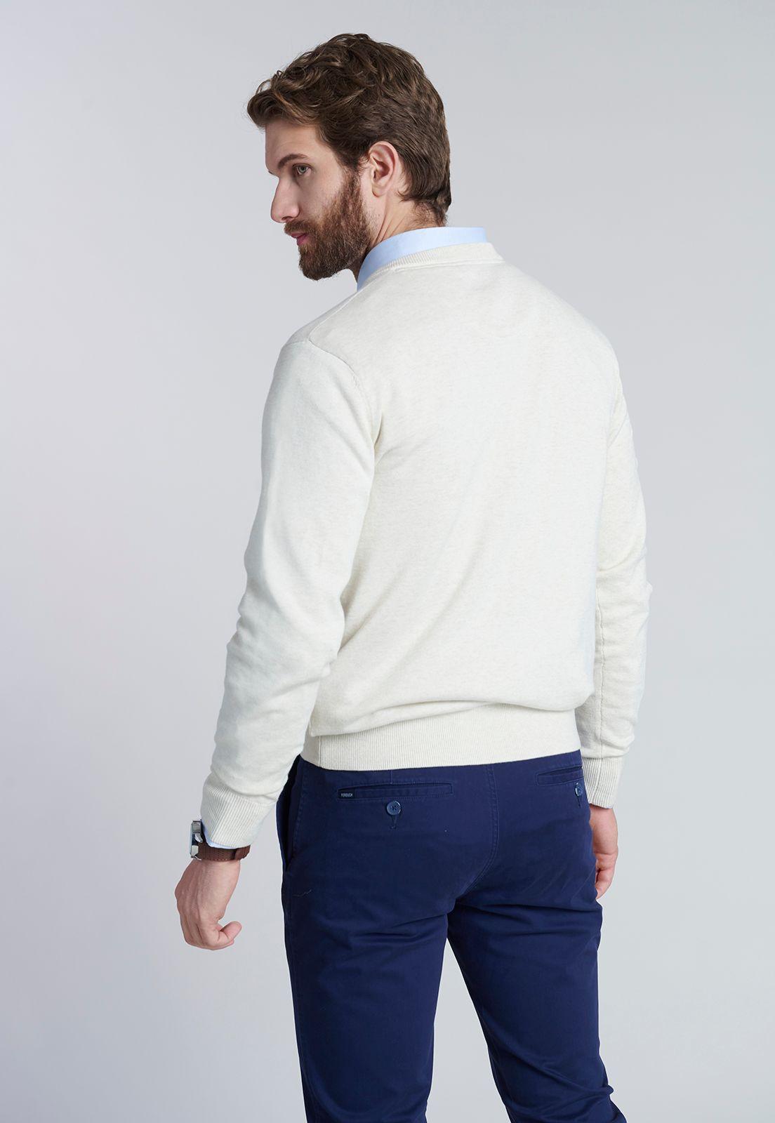 Sweater V Neck Melange F Oyster-3