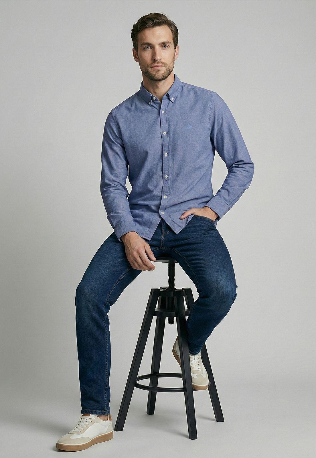 Camisa Sport Oxford Navy-4