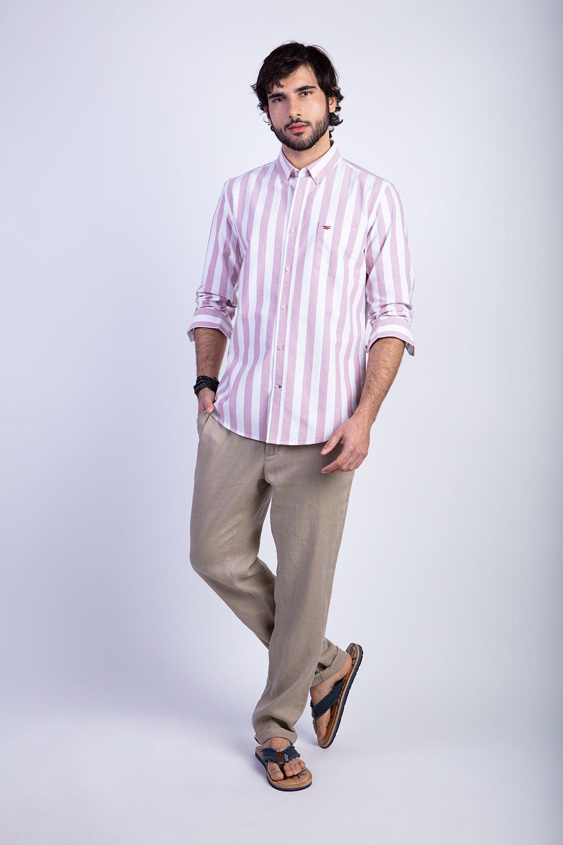 Camisa Sport Listada F Coral-2