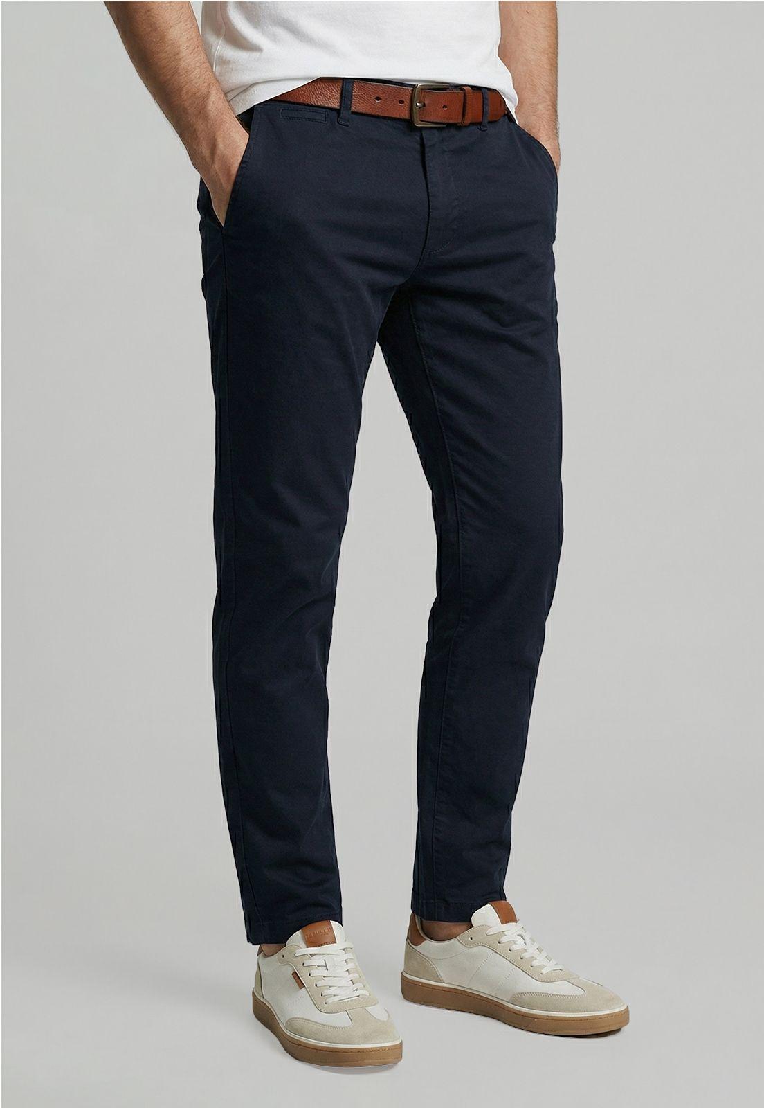 Pantalón Twill Without Pleats L/31 Navy-0