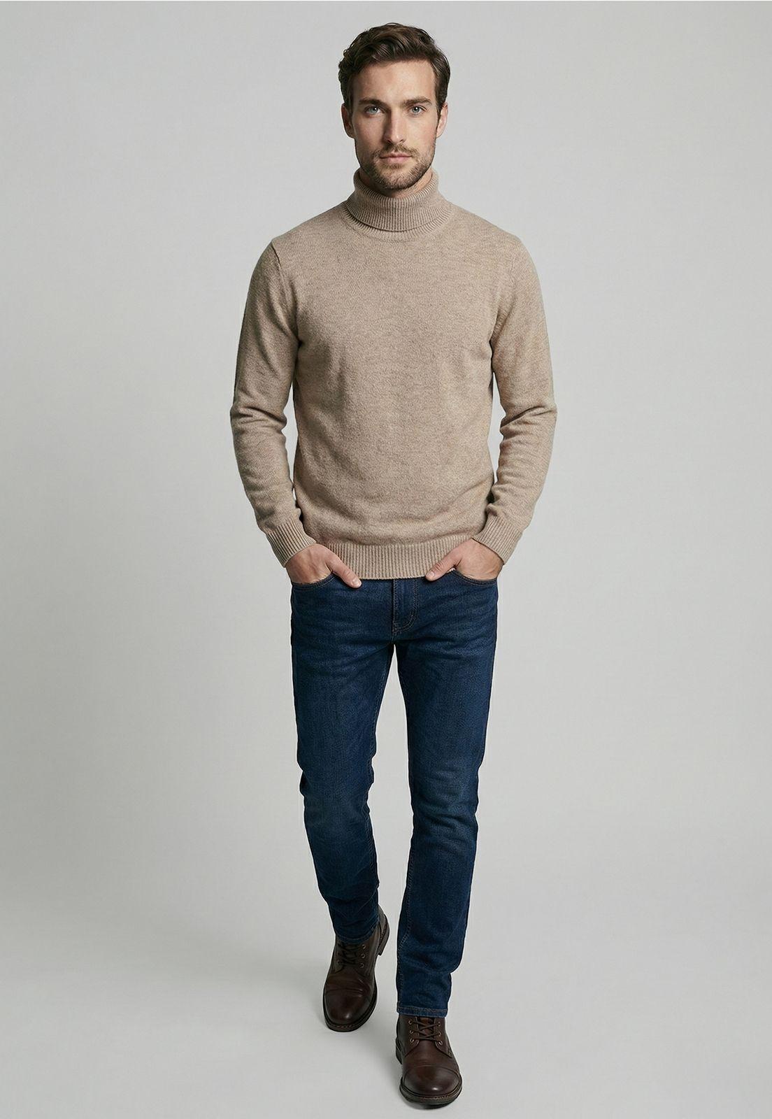 Sweater Turtle Neck Dk Oyster Melange-1