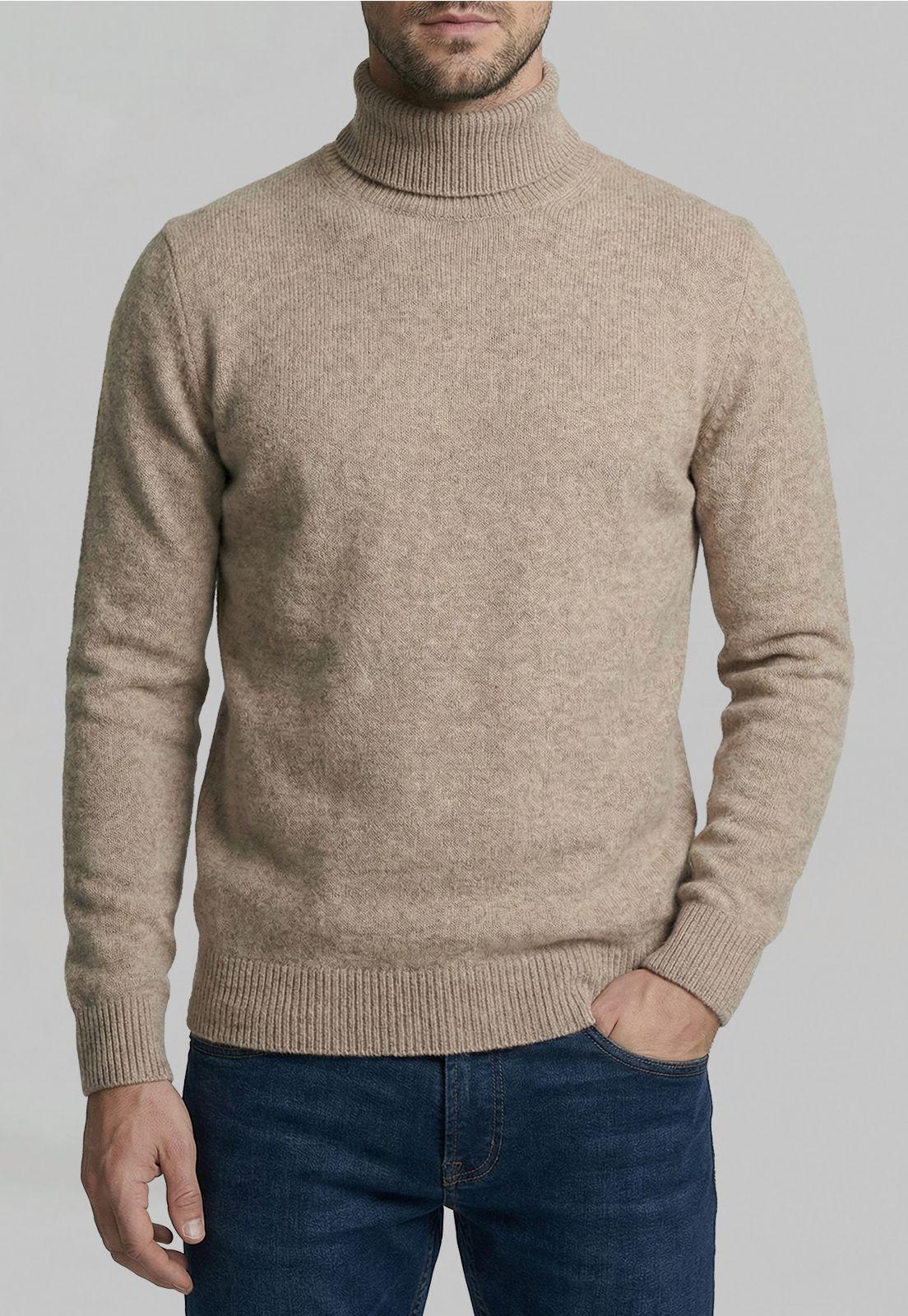 Sweater Turtle Neck Dk Oyster Melange-2