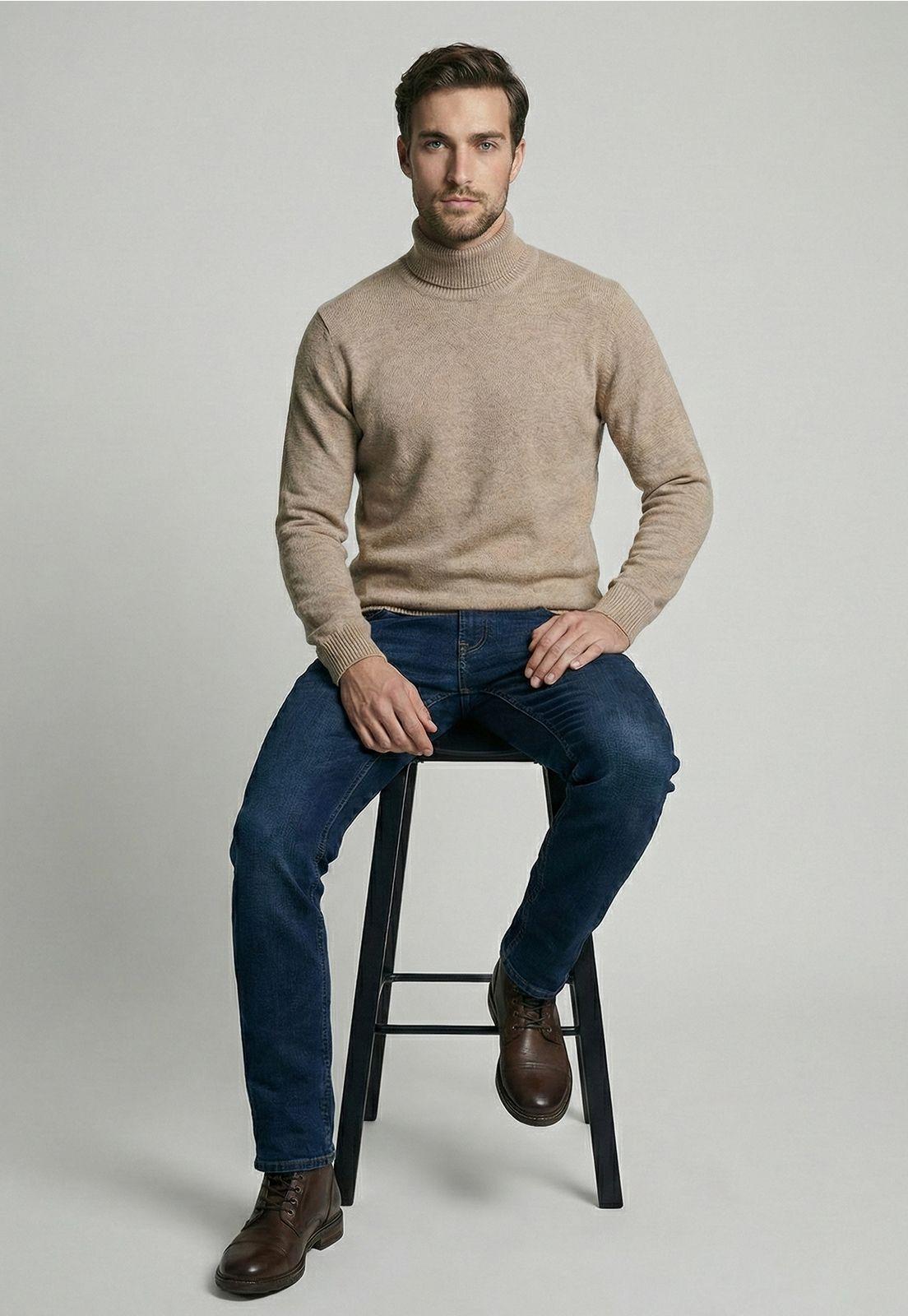 Sweater Turtle Neck Dk Oyster Melange-4