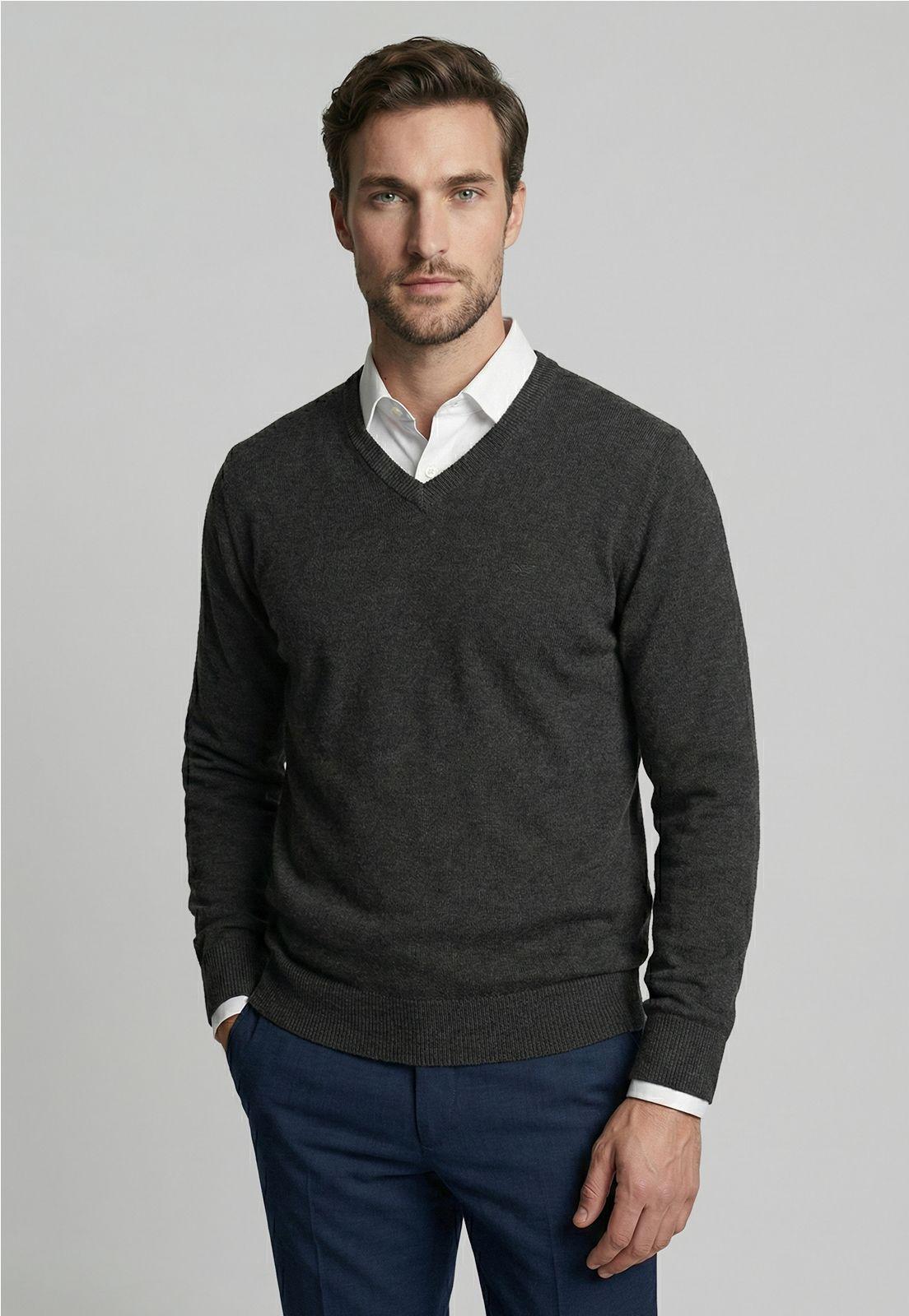 Sweater Atlanta V-Neck Graphito Melange-0