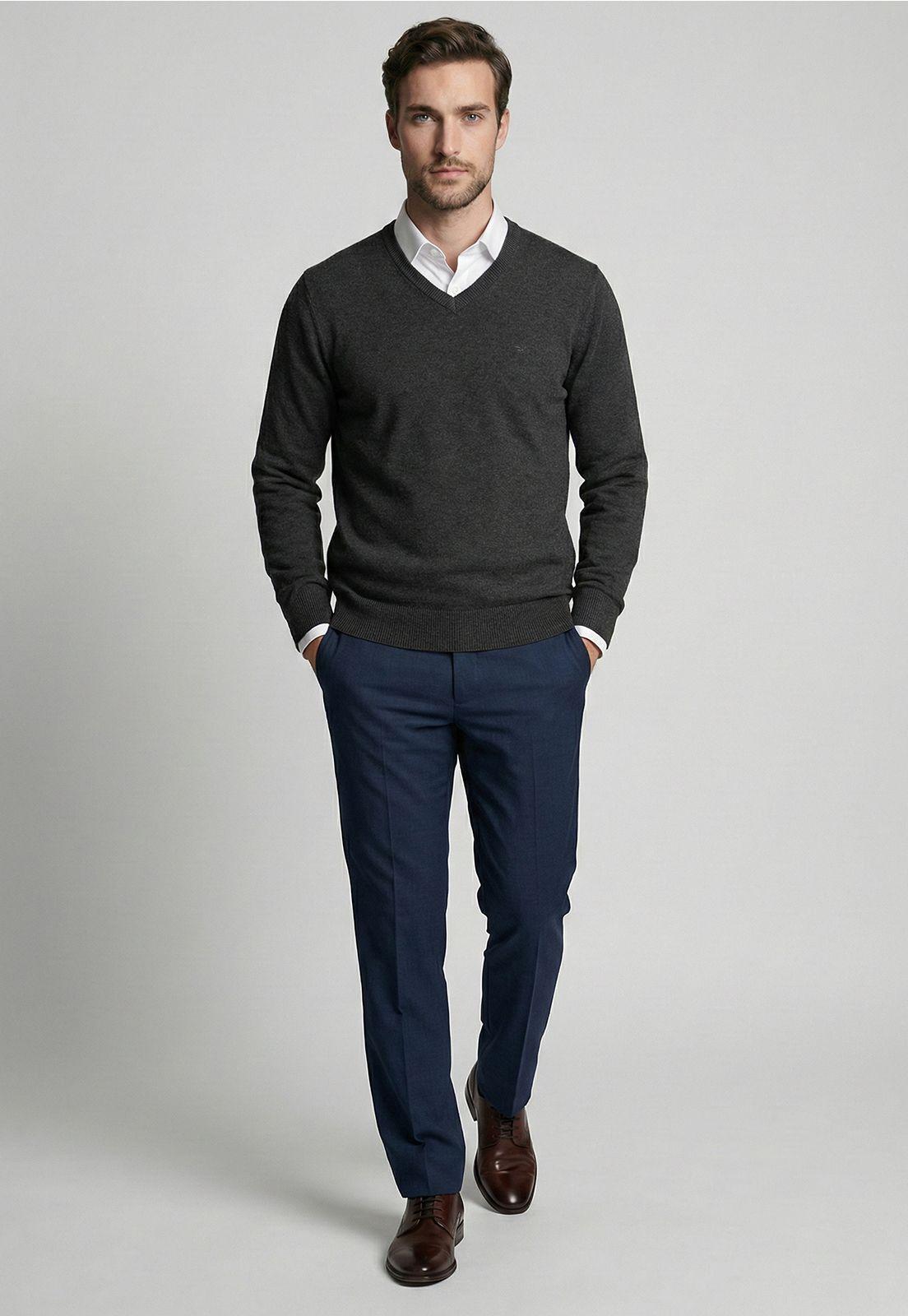 Sweater Atlanta V-Neck Graphito Melange-1