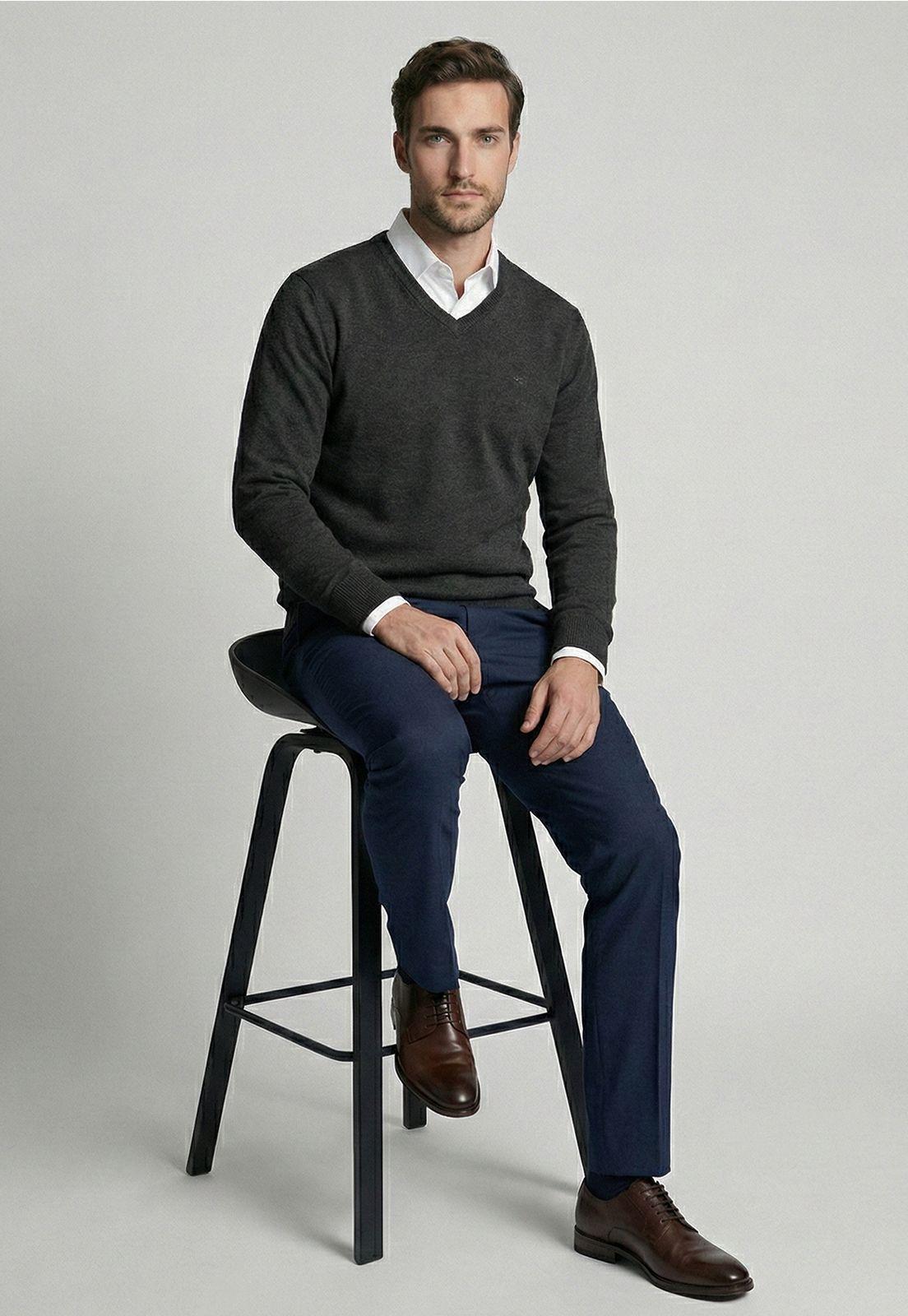 Sweater Atlanta V-Neck Graphito Melange-4