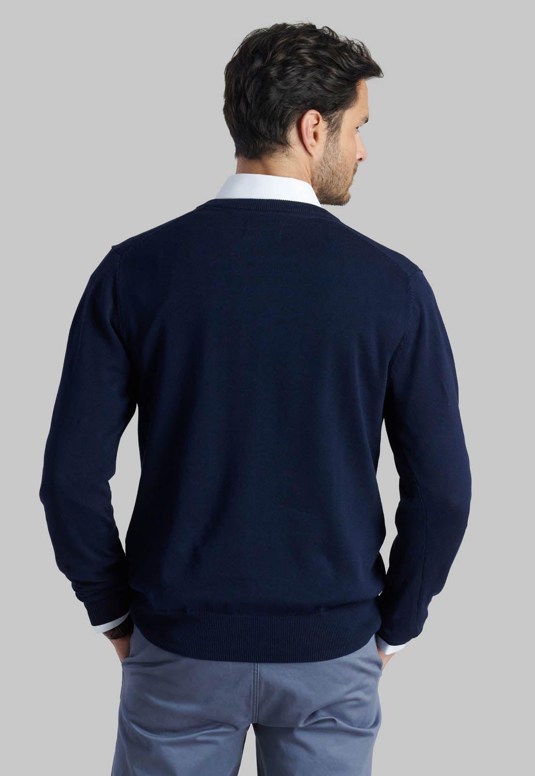 Sweater V Neck Solido Navy-3