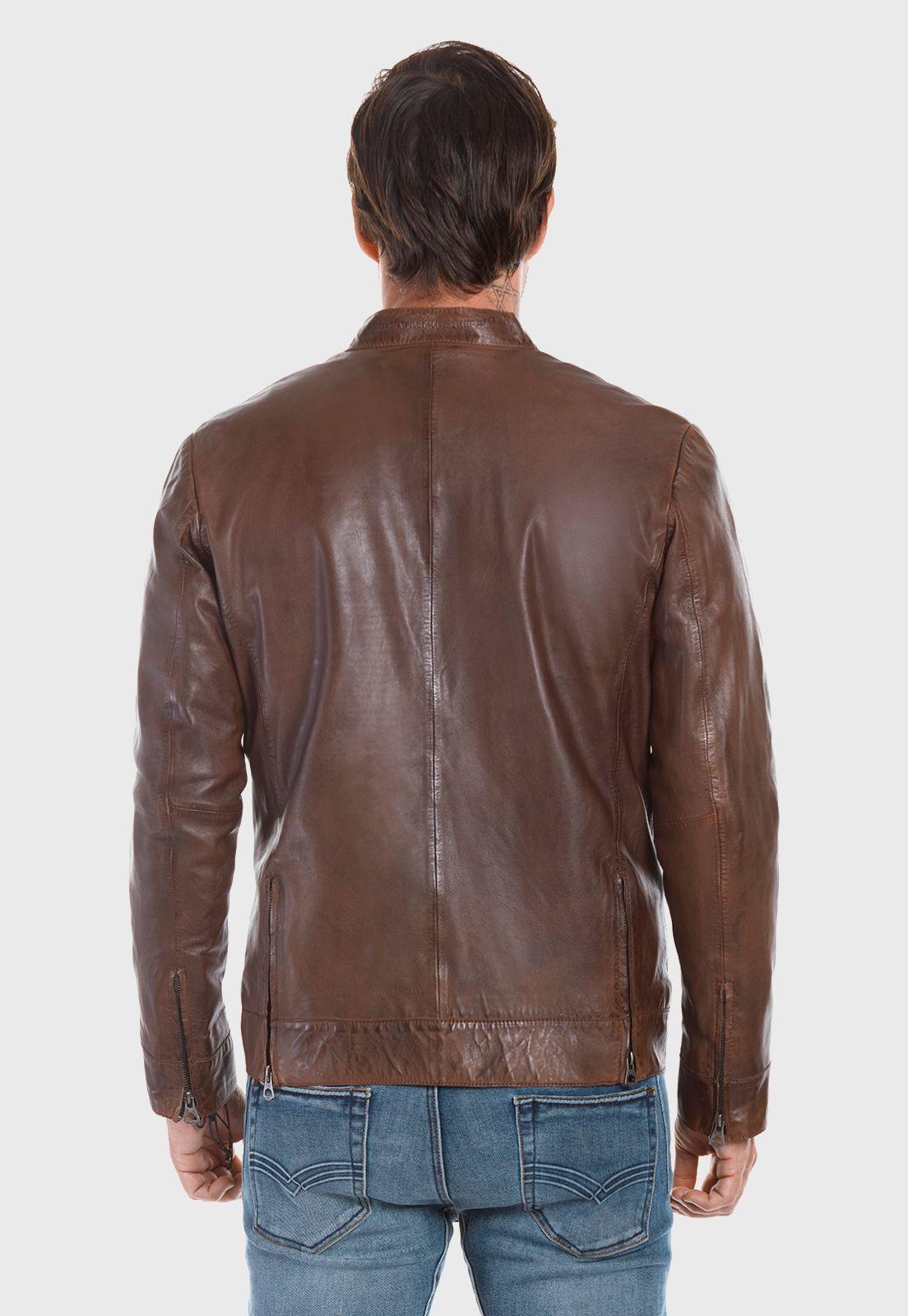 Chaqueta De Cuero Memphis Brown-2