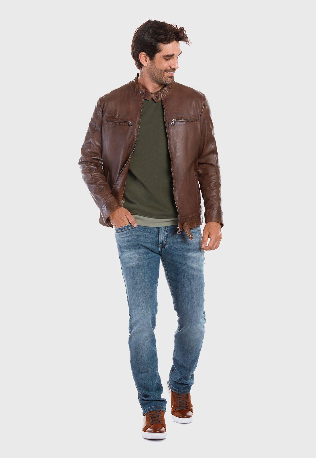 Chaqueta De Cuero Memphis Brown-1