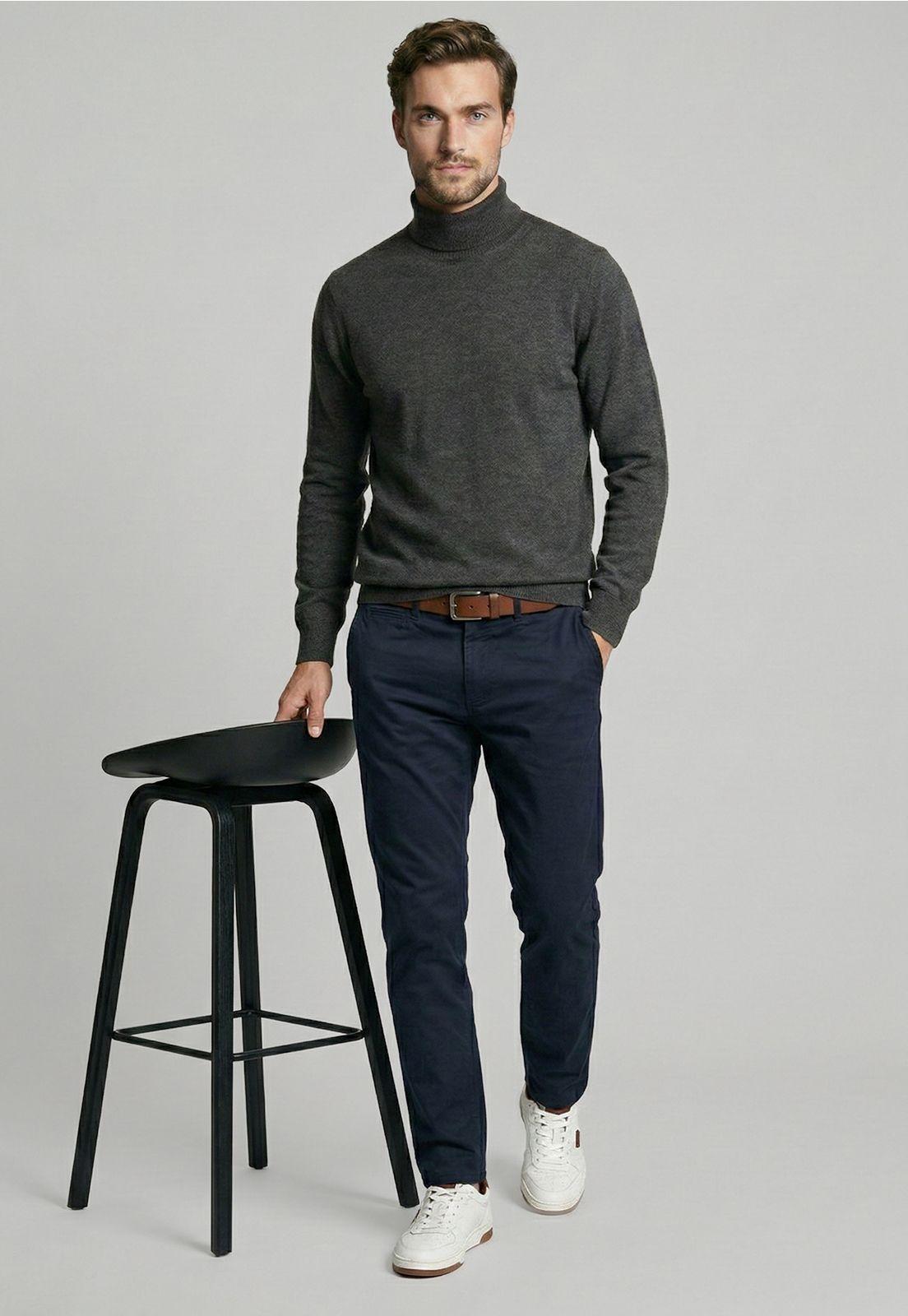 Sweater Turtle Neck Black  Melange-4